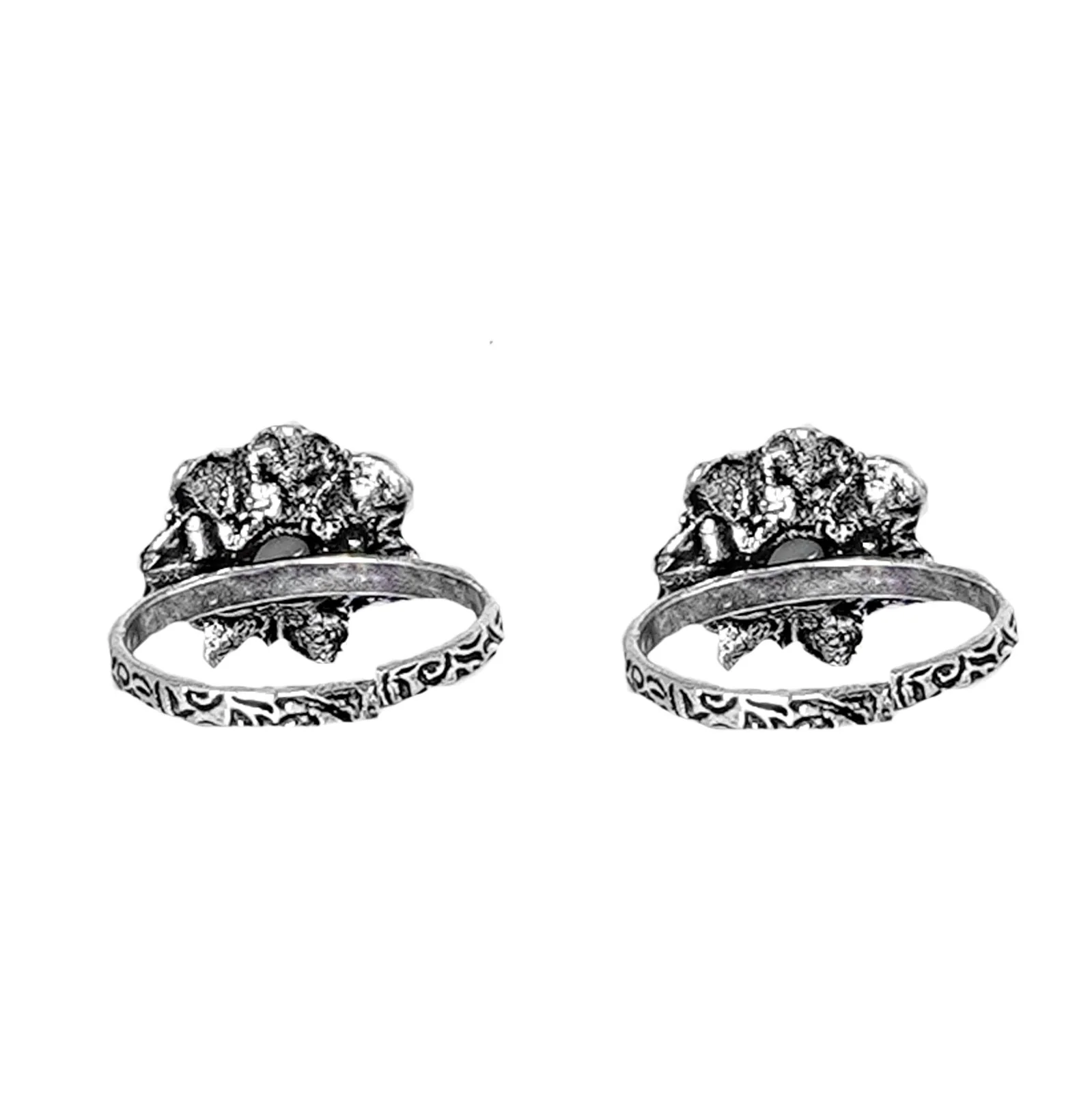Teejh Kayra White Stone Silver Oxidised Toe Rings - Image 6