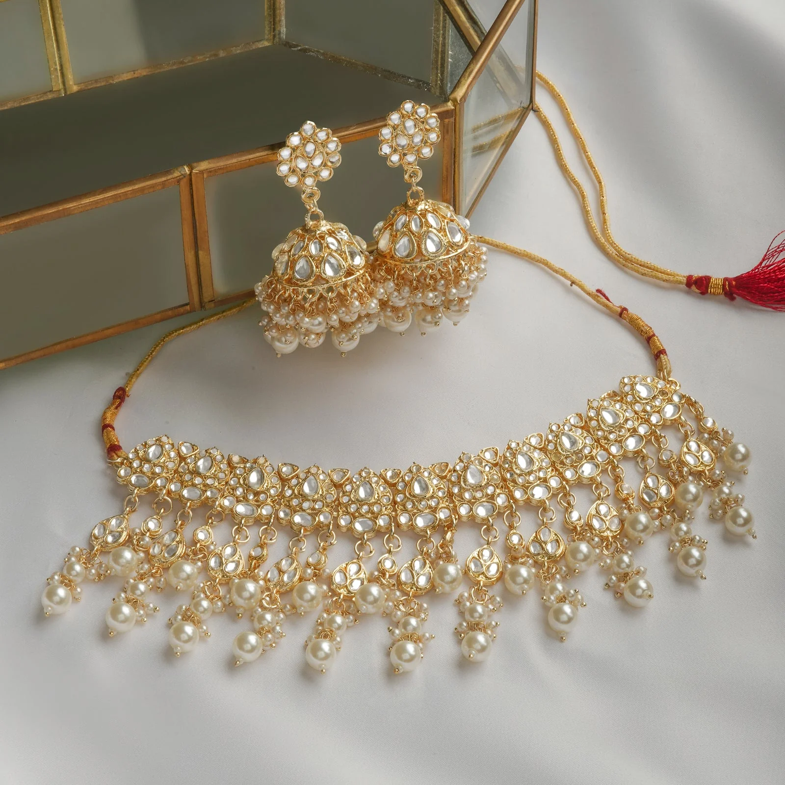 Teejh Kayraa Pearl and Polki Necklace Set - Image 2