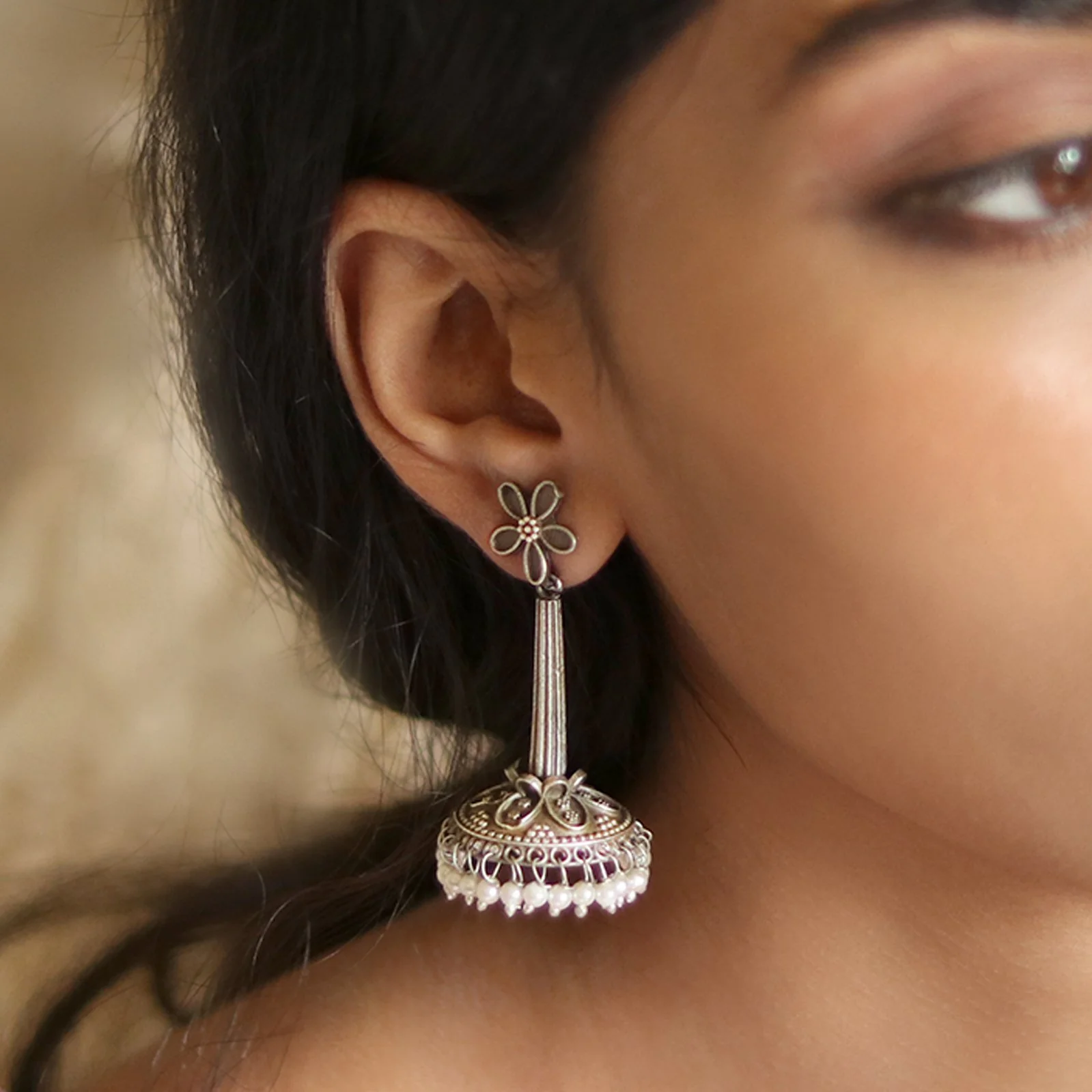 Teejh Kenisha Silver Oxidised Earrings - Image 2