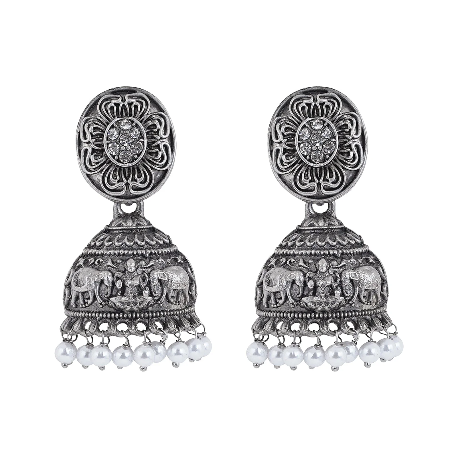 Teejh Kevika Silver Oxidised Earrings - Image 3