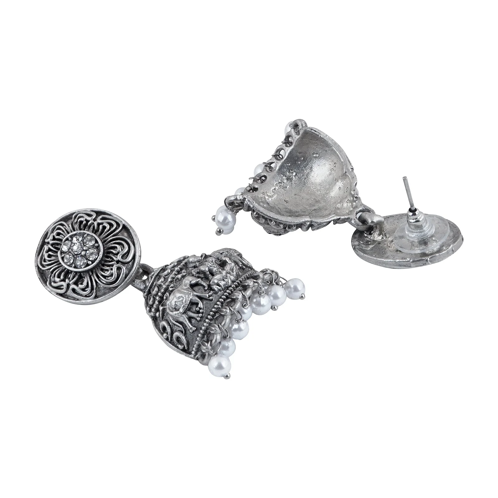 Teejh Kevika Silver Oxidised Earrings - Image 4