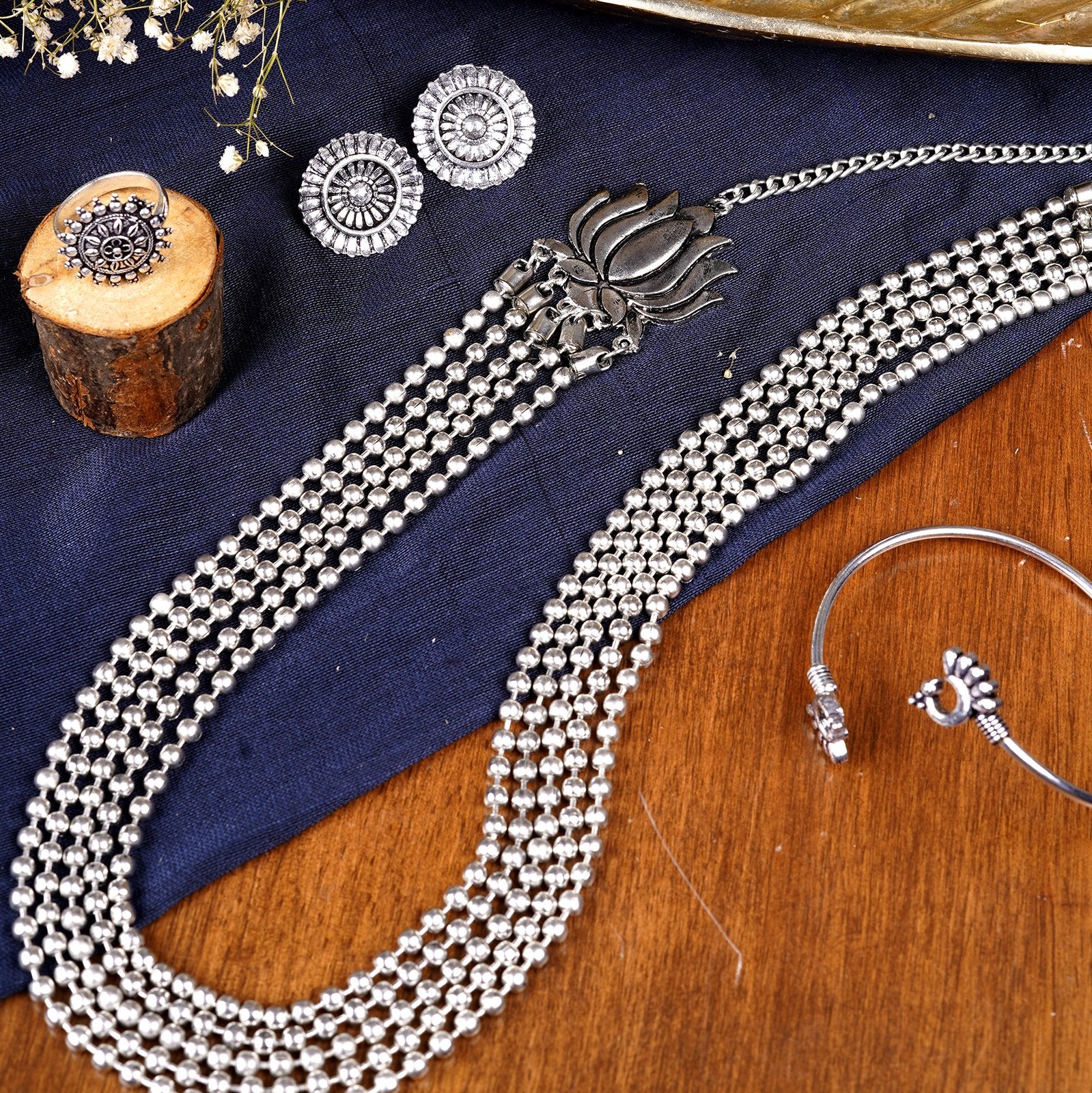 Teejh Keyara Metallic Silver Oxidized Jewelry Gift Set - Image 2