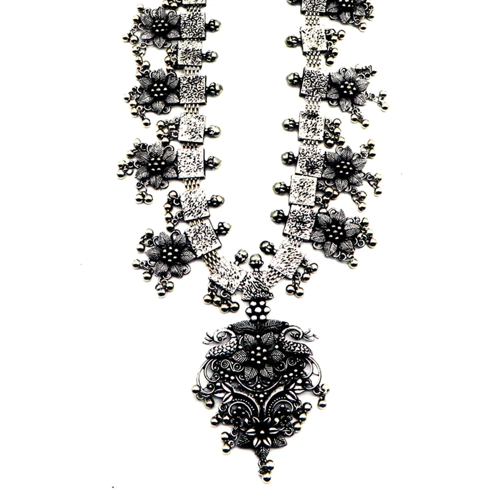 Teejh Khushi Ghungroo Silver Oxidised Necklace Set - Image 4