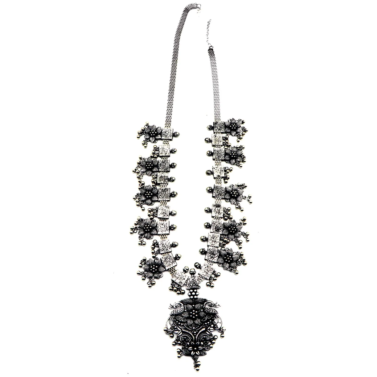 Teejh Khushi Ghungroo Silver Oxidised Necklace Set - Image 5