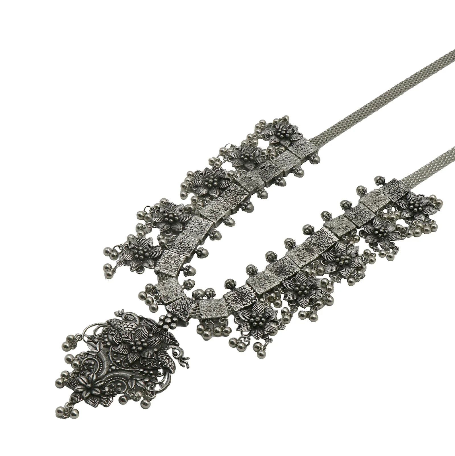 Teejh Khushi Ghungroo Silver Oxidised Necklace Set - Image 6