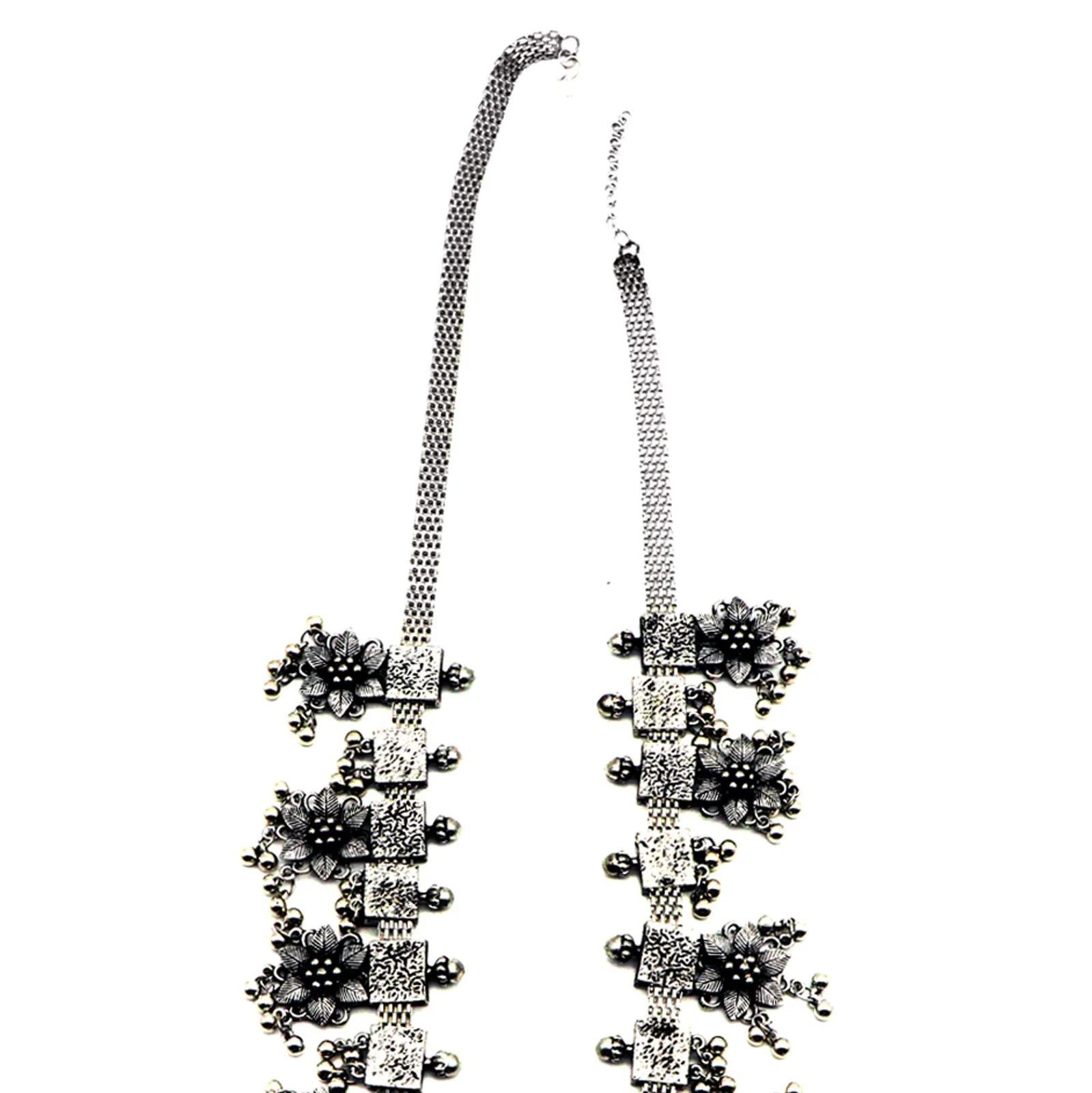 Teejh Khushi Ghungroo Silver Oxidised Necklace Set - Image 7