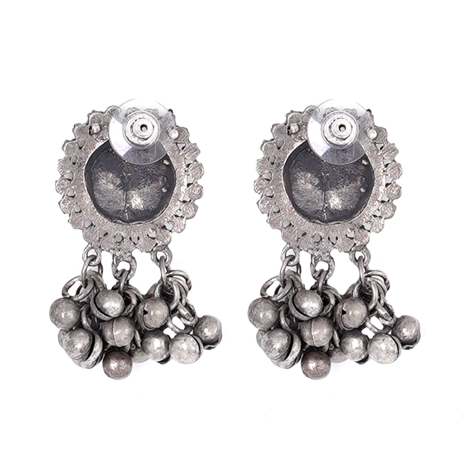 Teejh Kiva Ethnic Silver Oxidised Ghungroo Necklace Set - Image 10