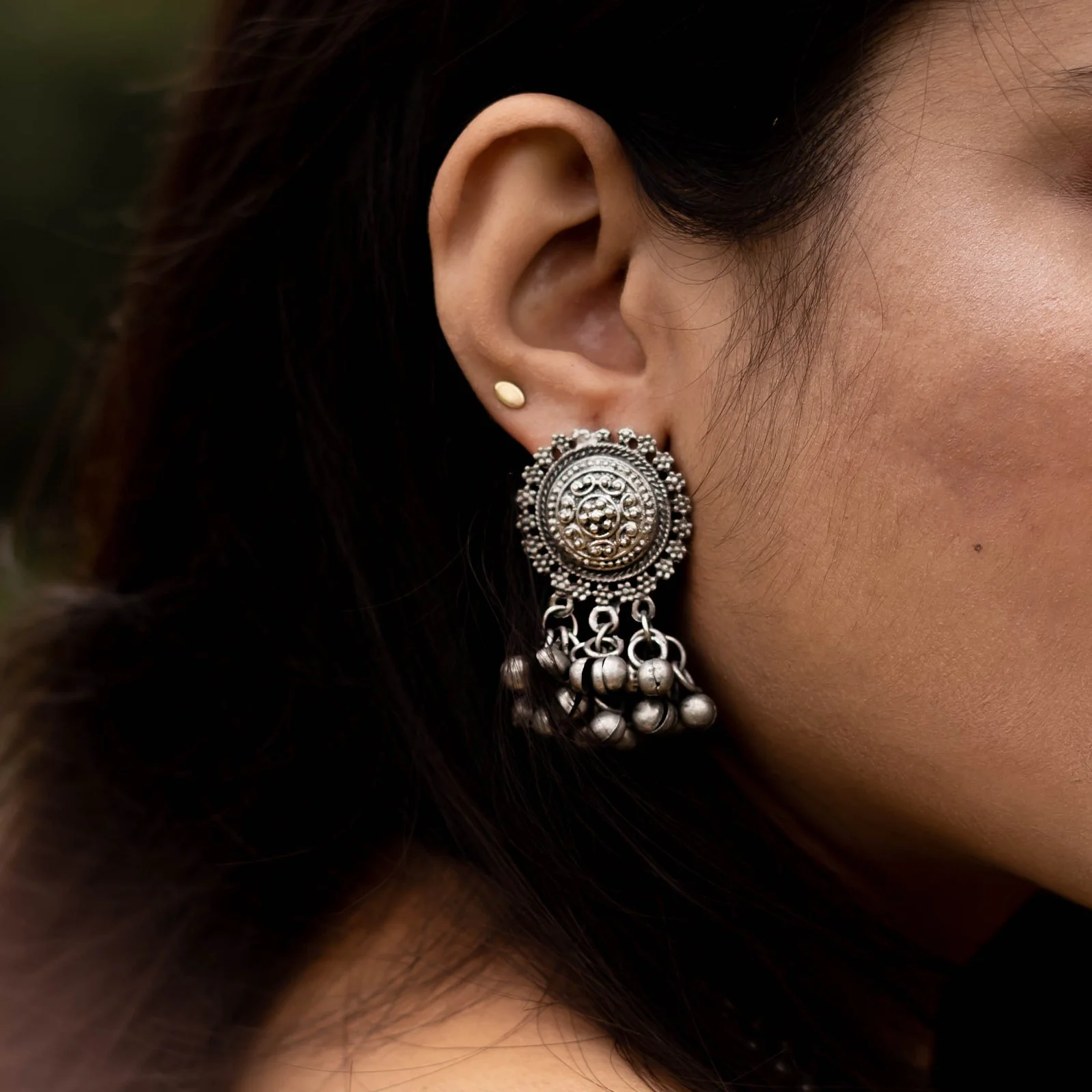 Teejh Kiva Ethnic Silver Oxidised Ghungroo Necklace Set - Image 2