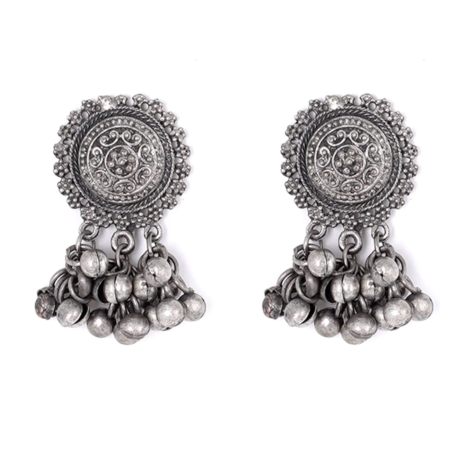 Teejh Kiva Ethnic Silver Oxidised Ghungroo Necklace Set - Image 9