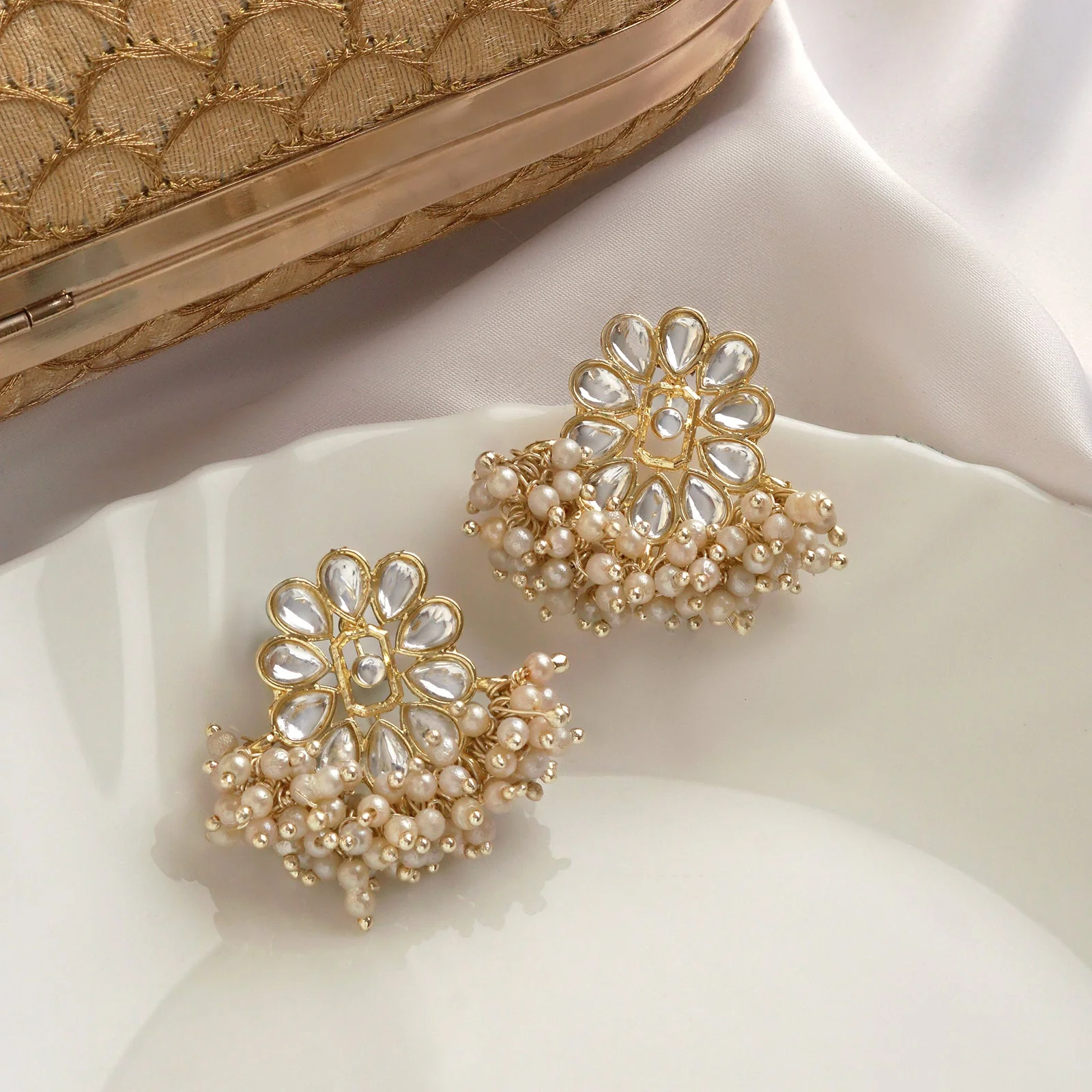 Teejh Kriya Pearl and Polki Earring - Image 2