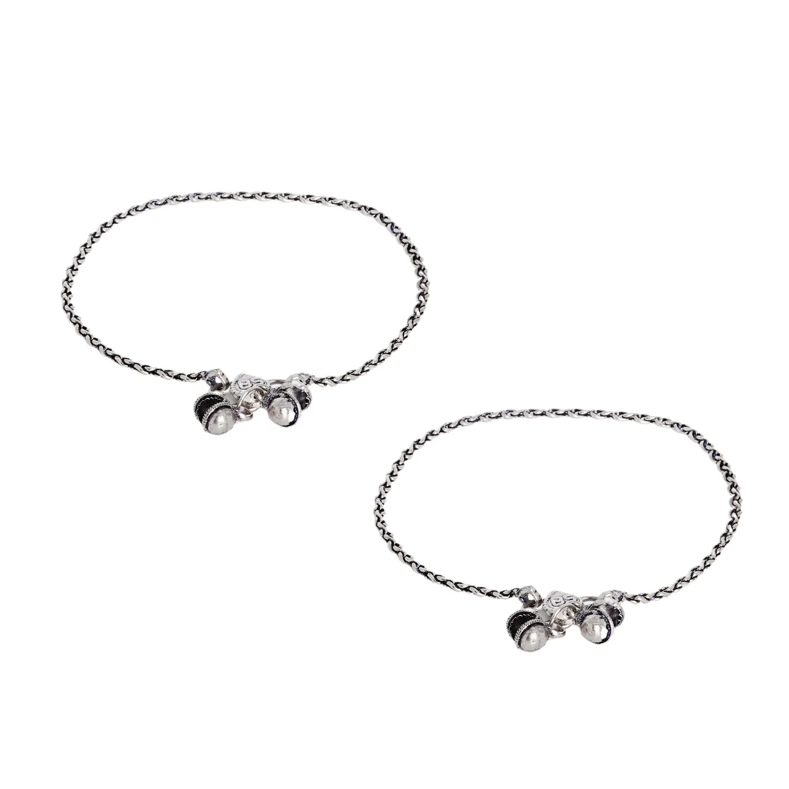 Teejh Kuvira Silver Oxidised Anklets - Image 3