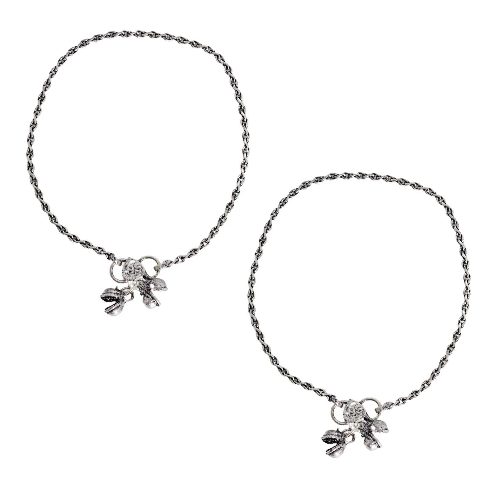 Teejh Kuvira Silver Oxidised Anklets - Image 5