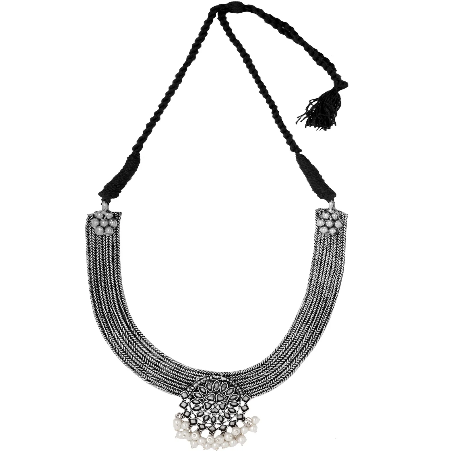 Teejh Laasya Silver Oxidised Necklace Set - Image 3