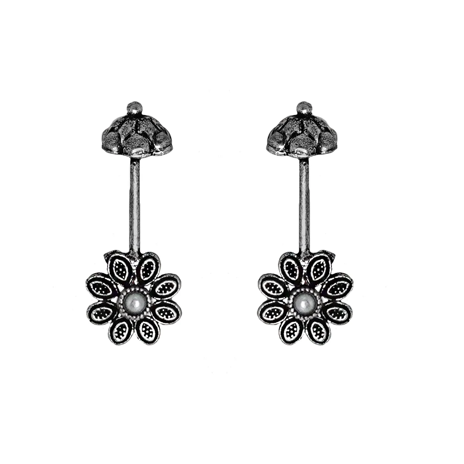 Teejh  Ladli White Stone Silver Oxidsed Clip On Bugadi - Image 3