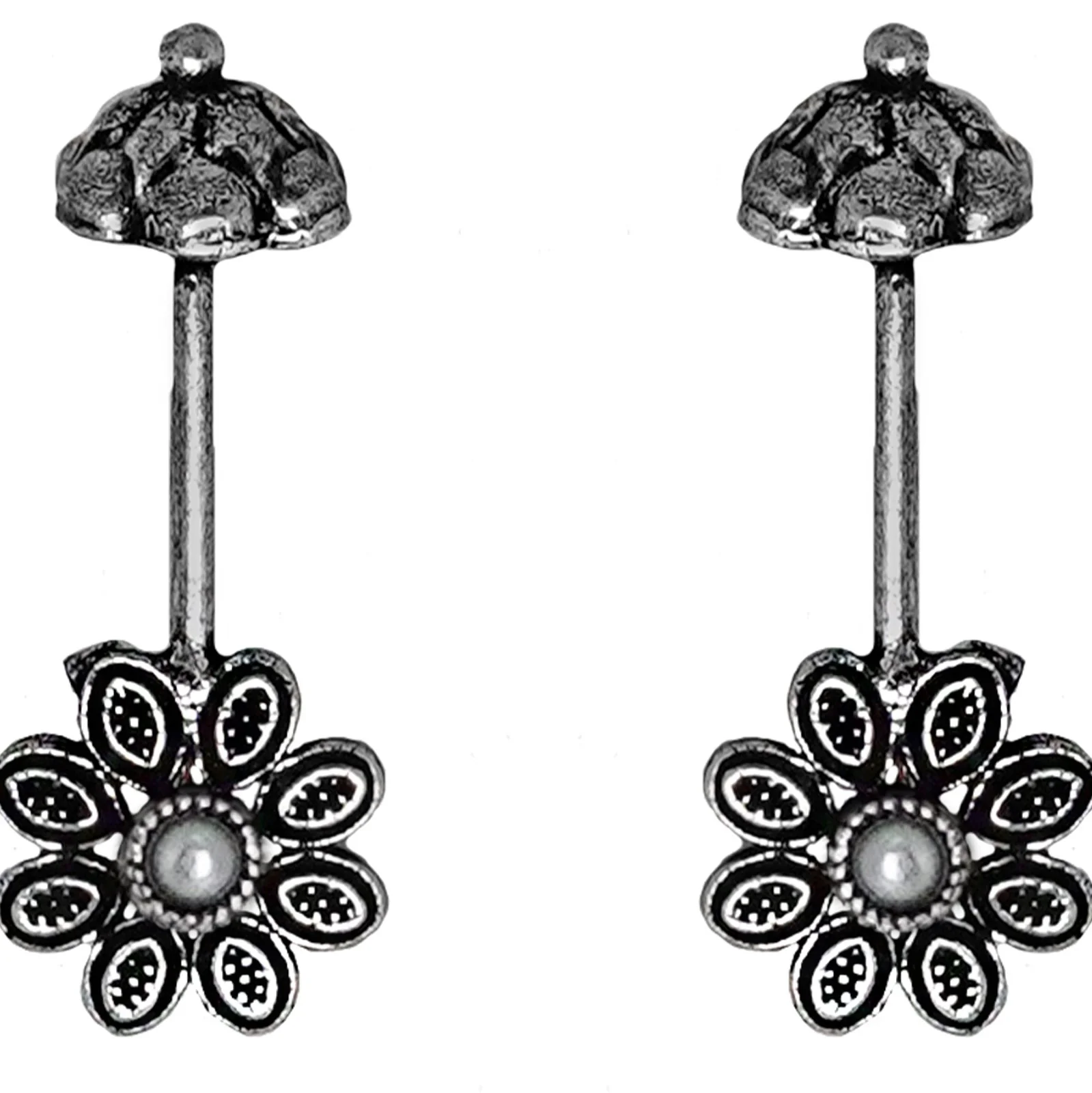 Teejh  Ladli White Stone Silver Oxidsed Clip On Bugadi - Image 4