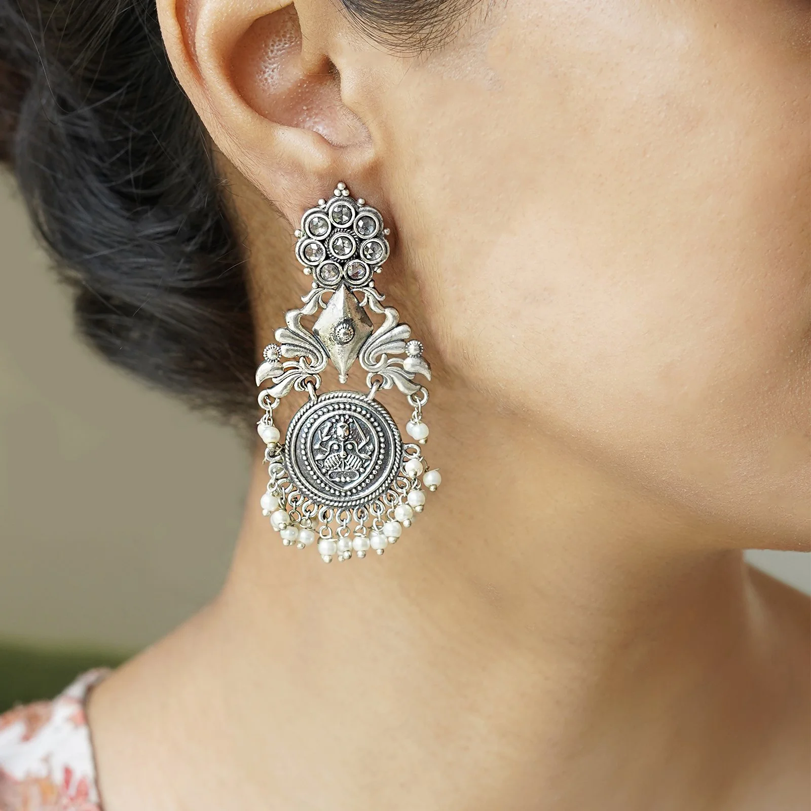 Teejh Leela Silver Oxidised Earrings - Image 2