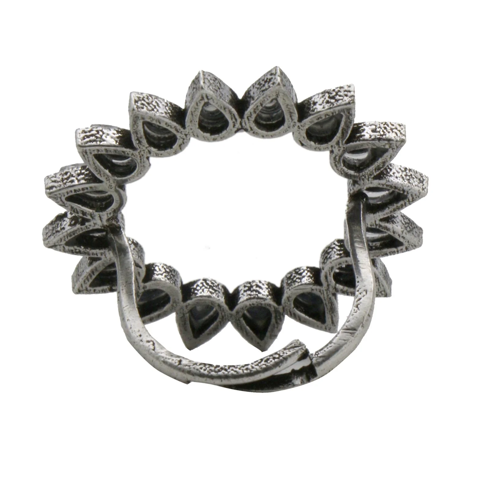 Teejh Loop Polki Silver Oxidized Ring - Image 5