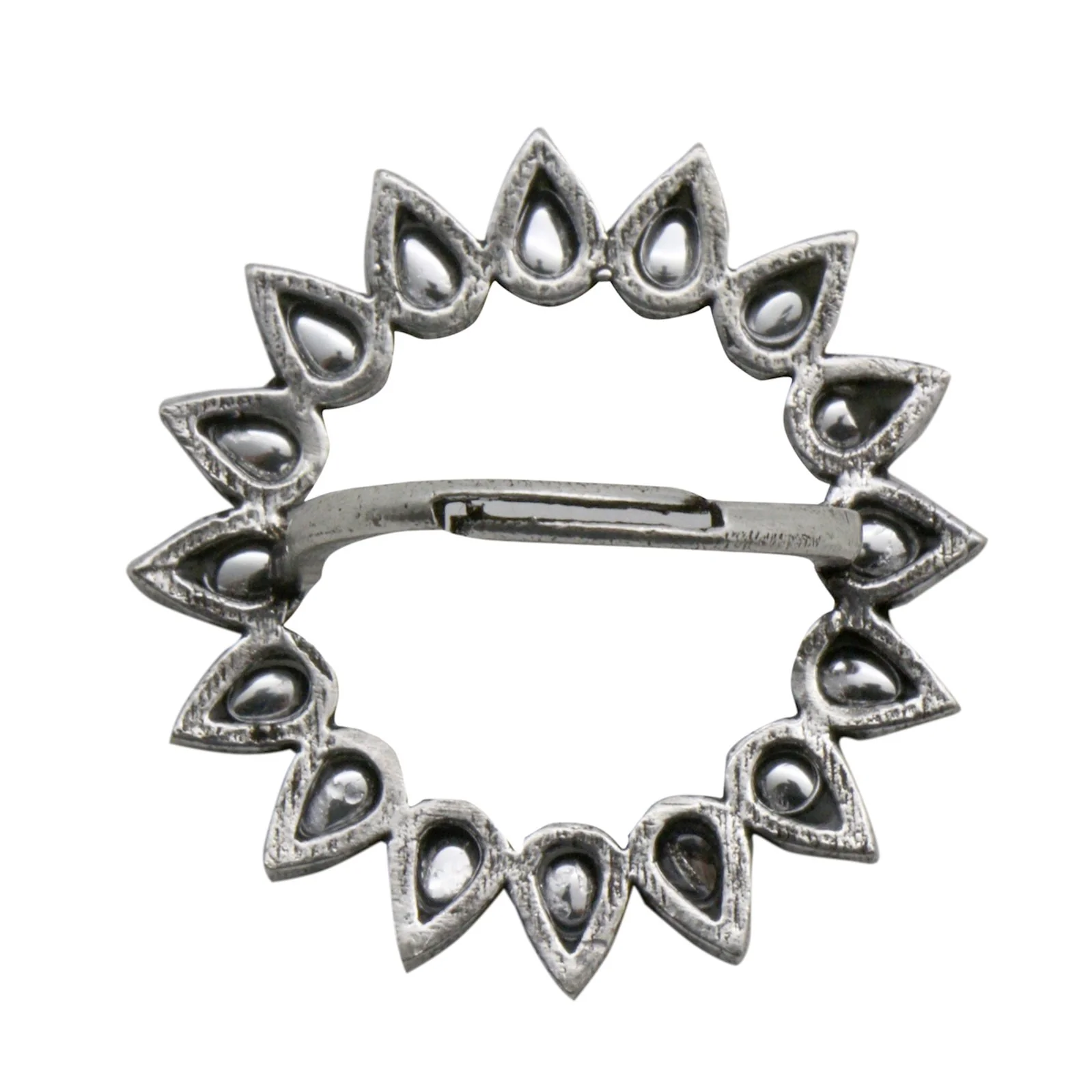 Teejh Loop Polki Silver Oxidized Ring - Image 6