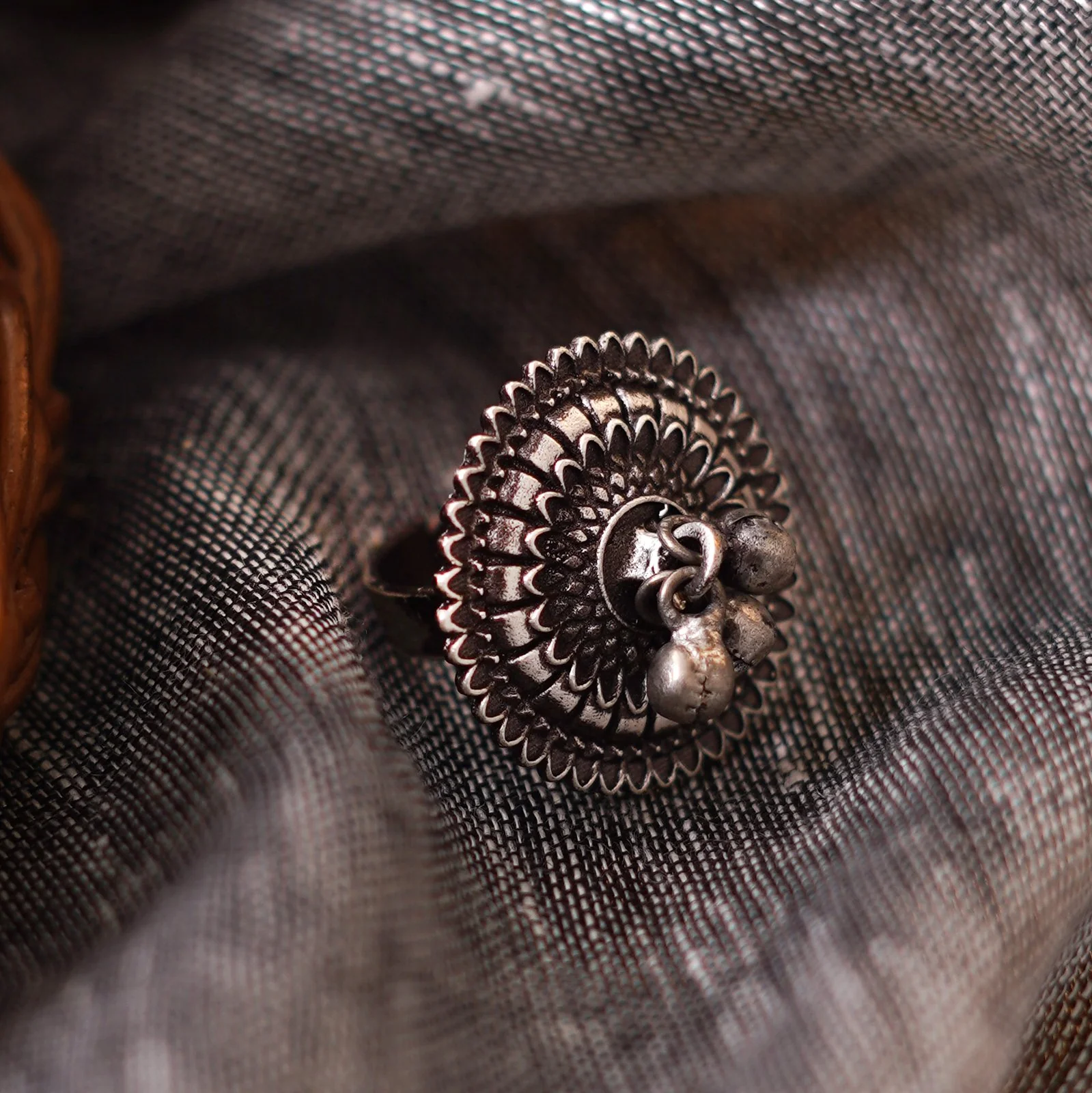 Teejh Loukya Ethnic Silver Oxidised Teejh Ring - Image 2