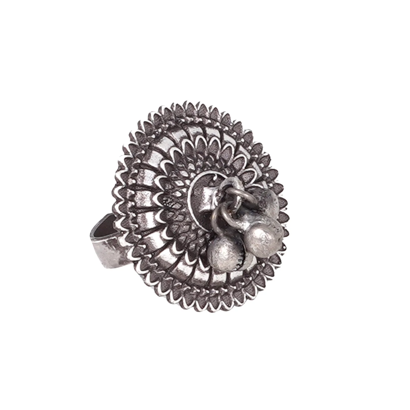 Teejh Loukya Ethnic Silver Oxidised Teejh Ring - Image 4