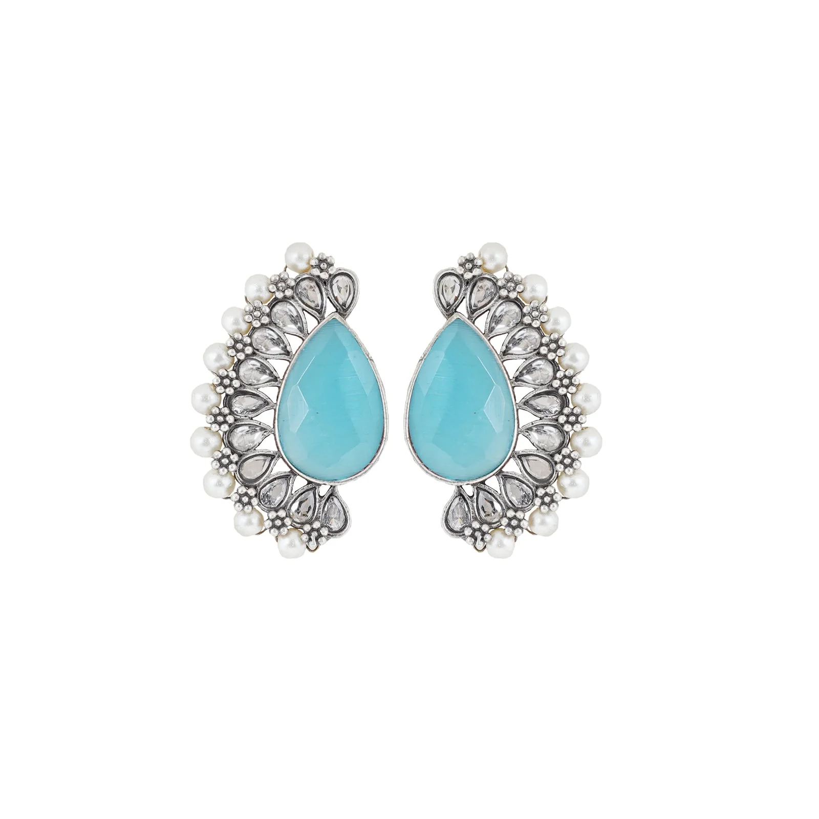 Teejh Mahir Blue Silver Oxidised Earrings - Image 3