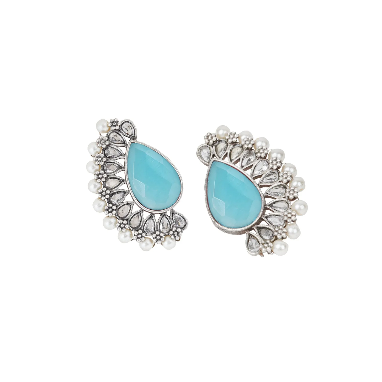Teejh Mahir Blue Silver Oxidised Earrings - Image 4