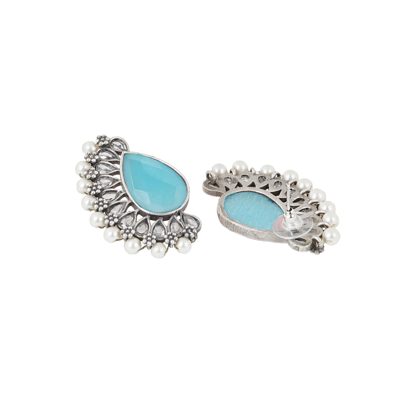 Teejh Mahir Blue Silver Oxidised Earrings - Image 5