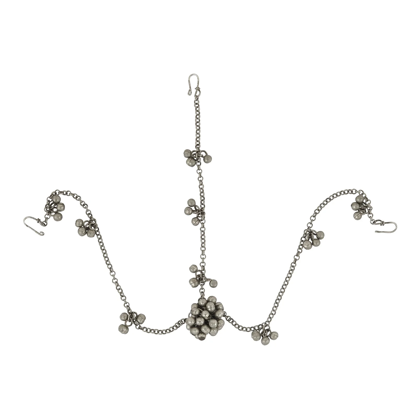 Teejh Mahira Silver Oxidised Ghungroo Maang Tikka - Image 3