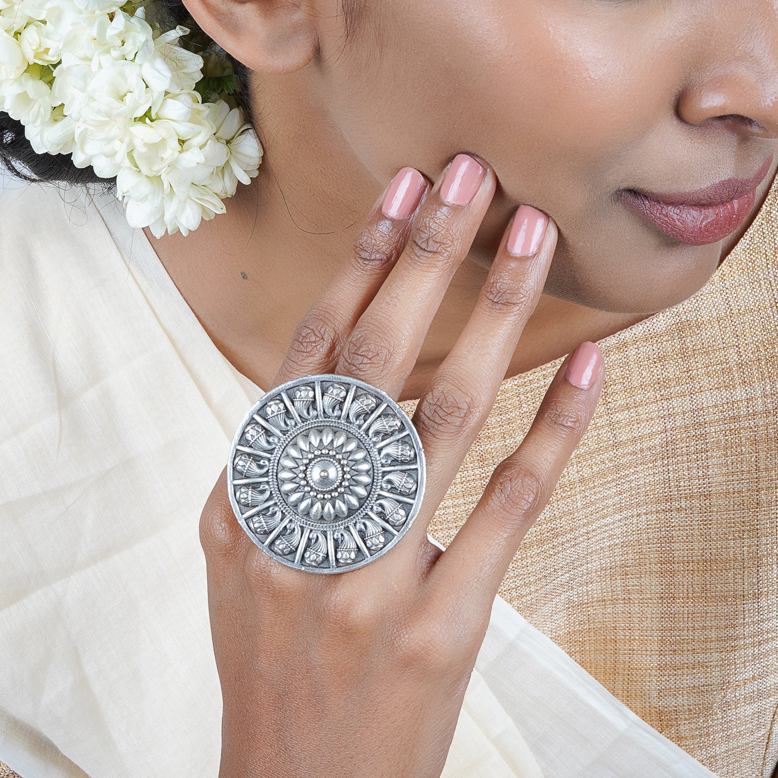 Teejh Manikya Silver Oxidised Ring - Image 2