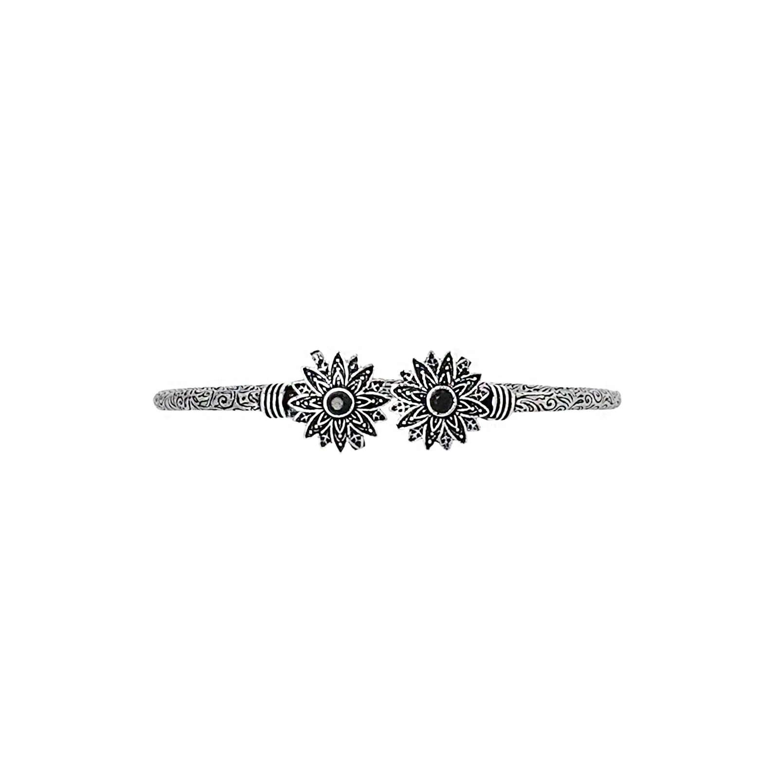 Teejh Manju Silver Oxidised Floral Bracelet - Image 3