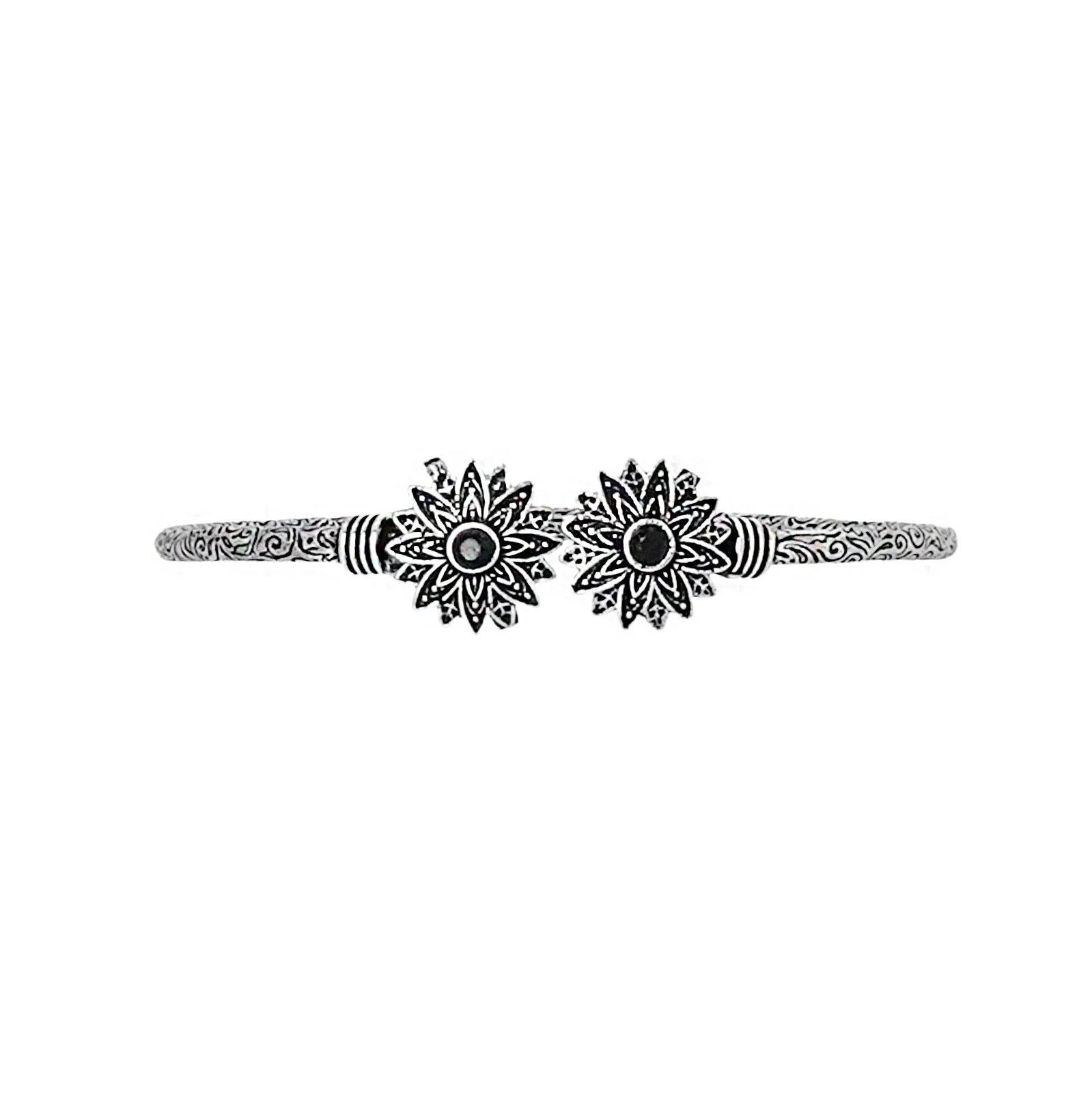 Teejh Manju Silver Oxidised Floral Bracelet - Image 4