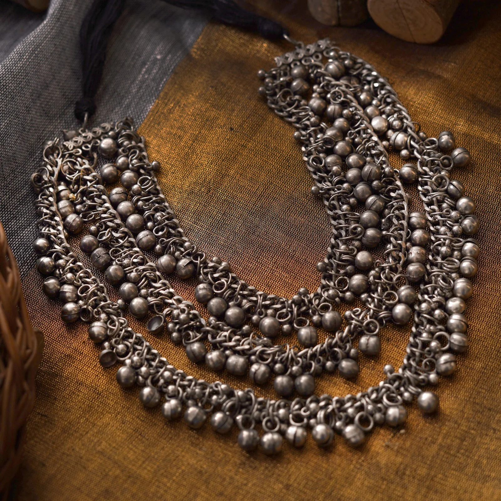 Teejh Mauli Ethnic Silver Oxidised Layered Necklace - Image 2