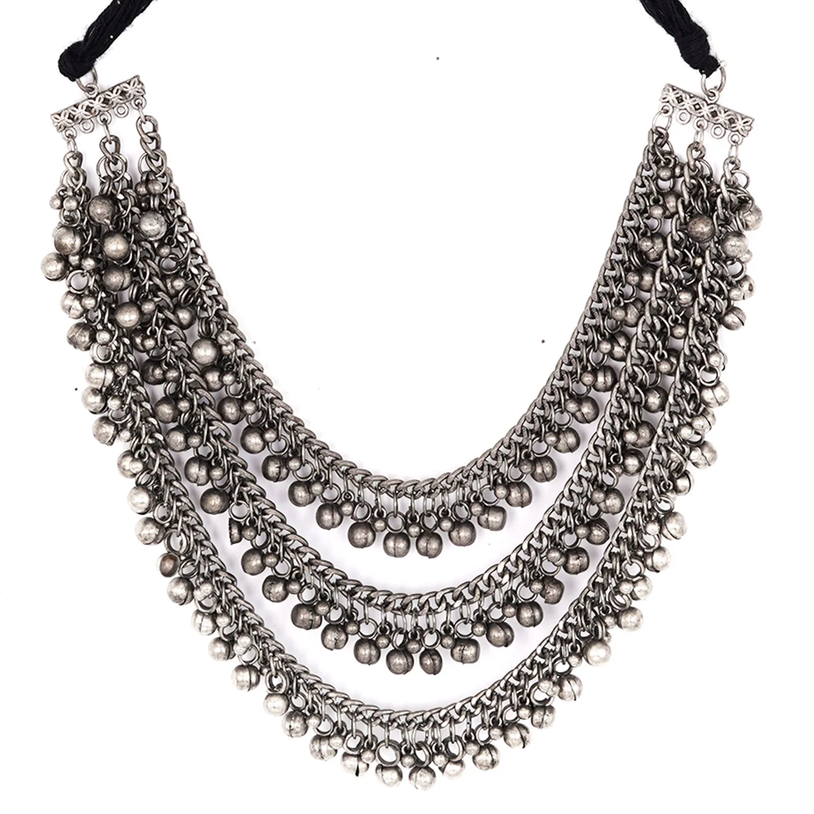 Teejh Mauli Ethnic Silver Oxidised Layered Necklace - Image 4