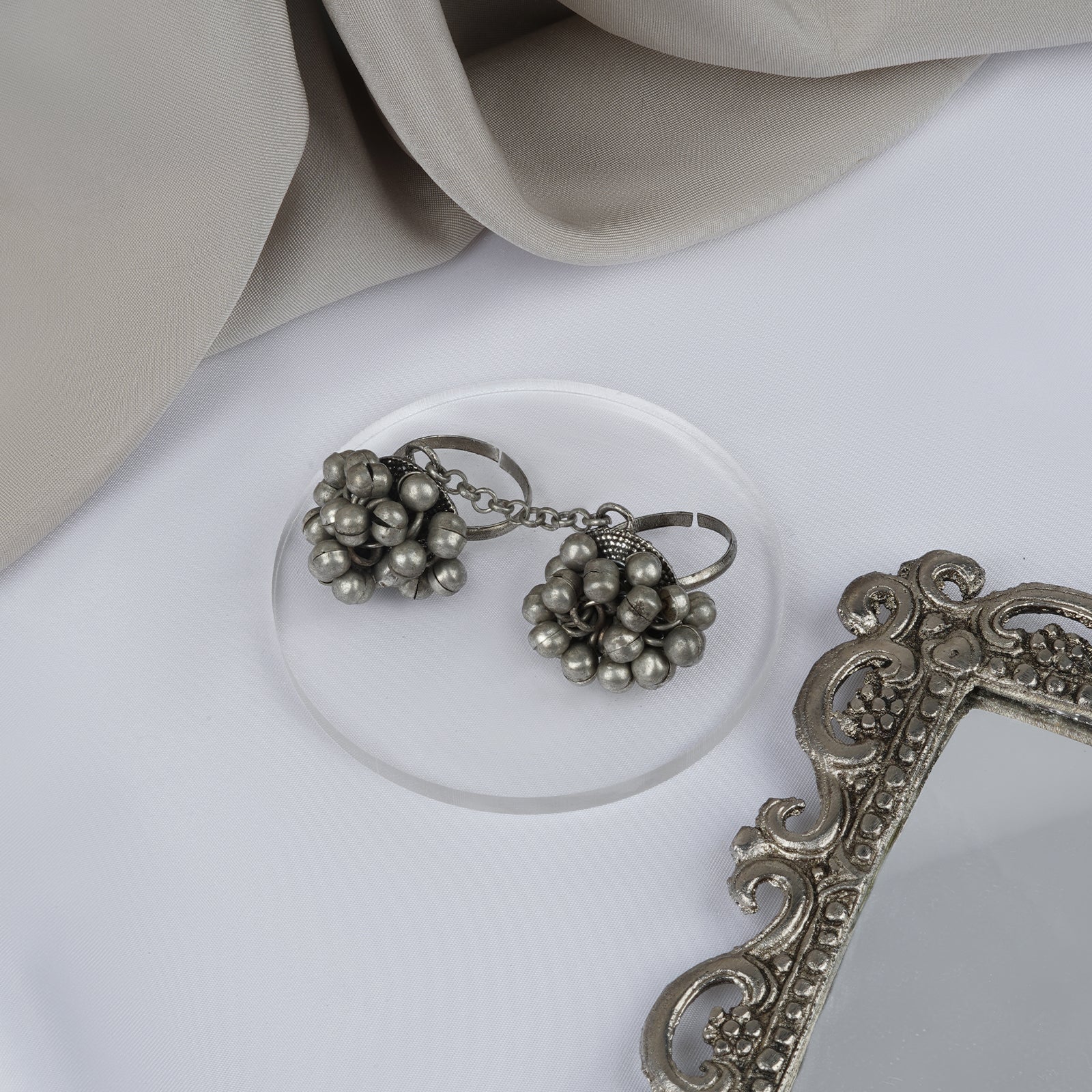 Teejh Mawra Silver Oxidised Ghungroo Ring - Image 2