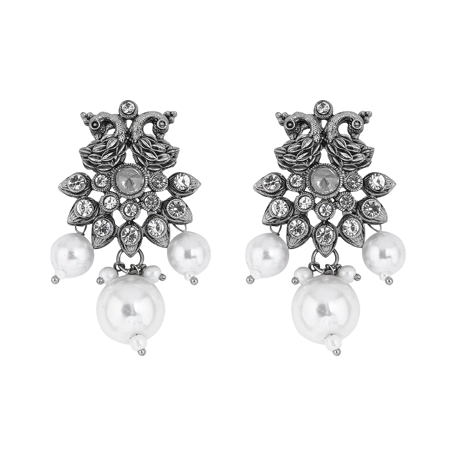 Teejh Mayurika Silver Oxidised Earrings - Image 3