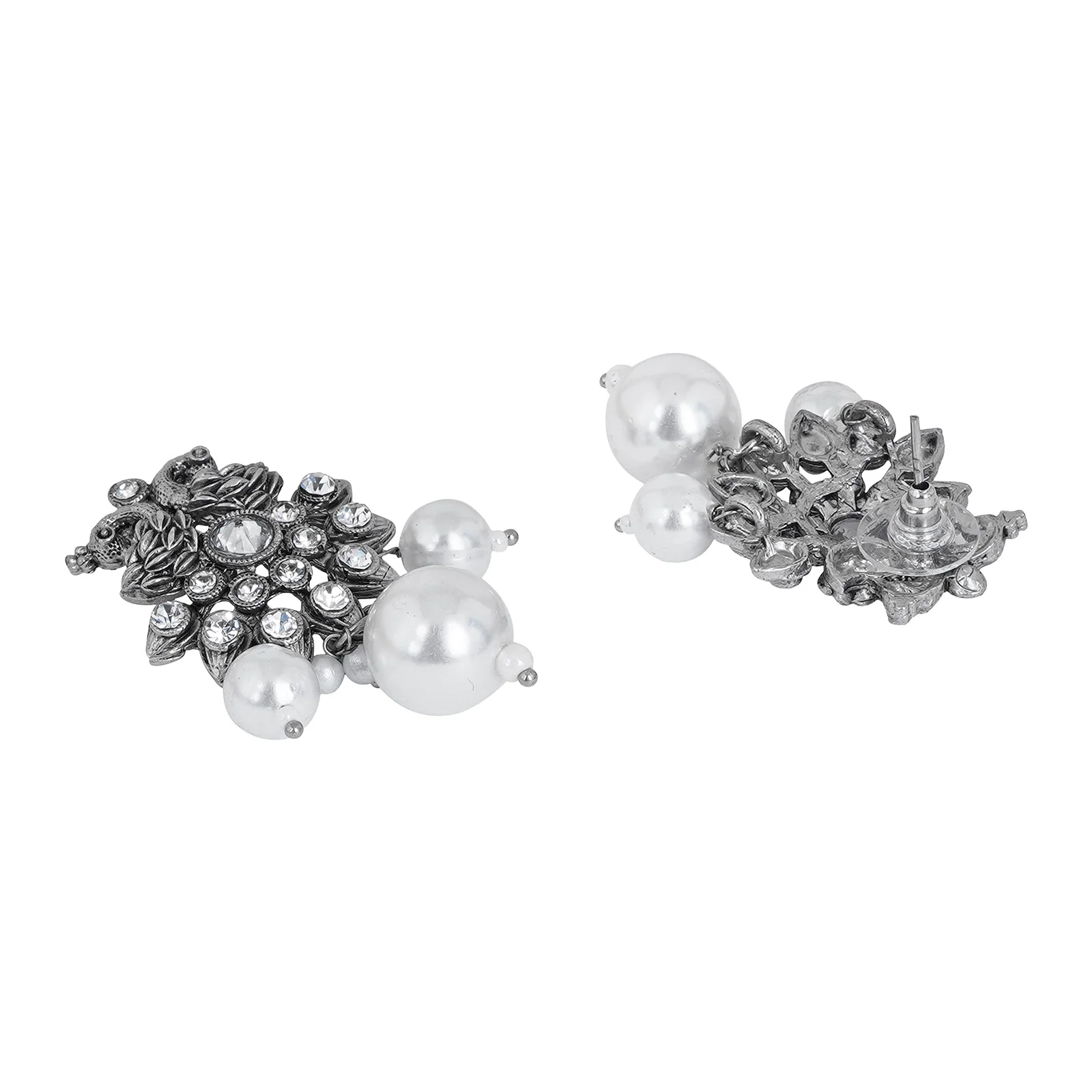 Teejh Mayurika Silver Oxidised Earrings - Image 4