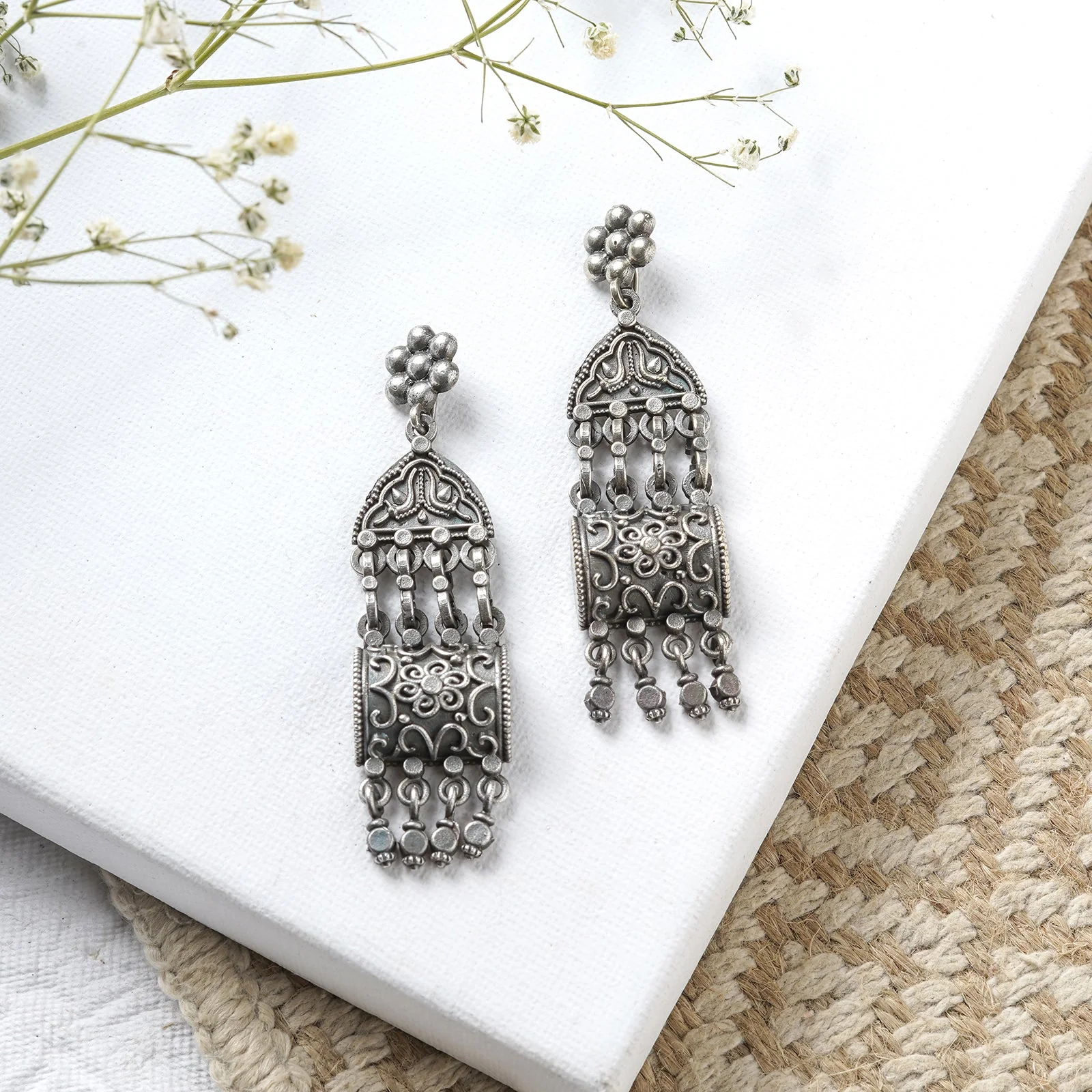 Teejh Mekhala Silver Oxidised Earrings