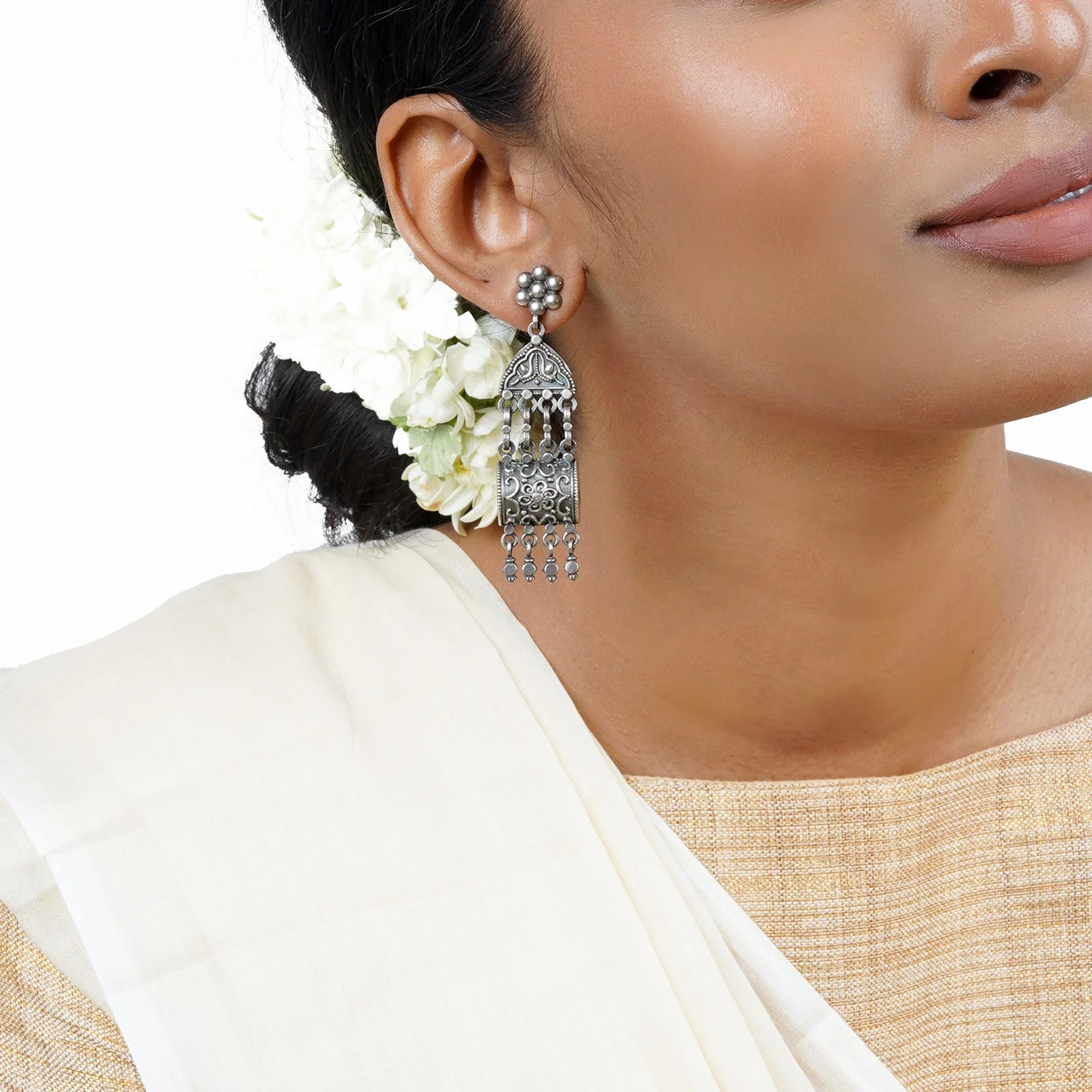 Teejh Mekhala Silver Oxidised Earrings - Image 2
