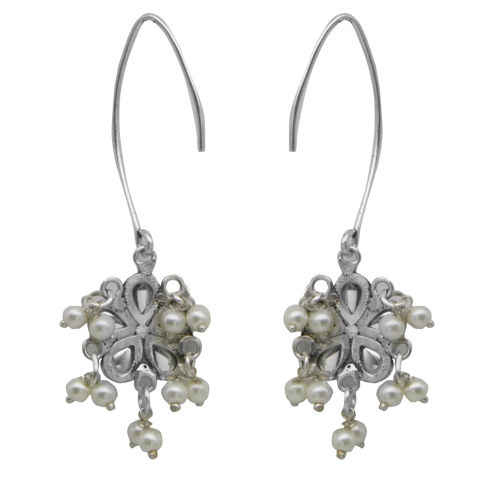Teejh Mellow Polki Silver Oxidized Pearl Earrings - Image 5