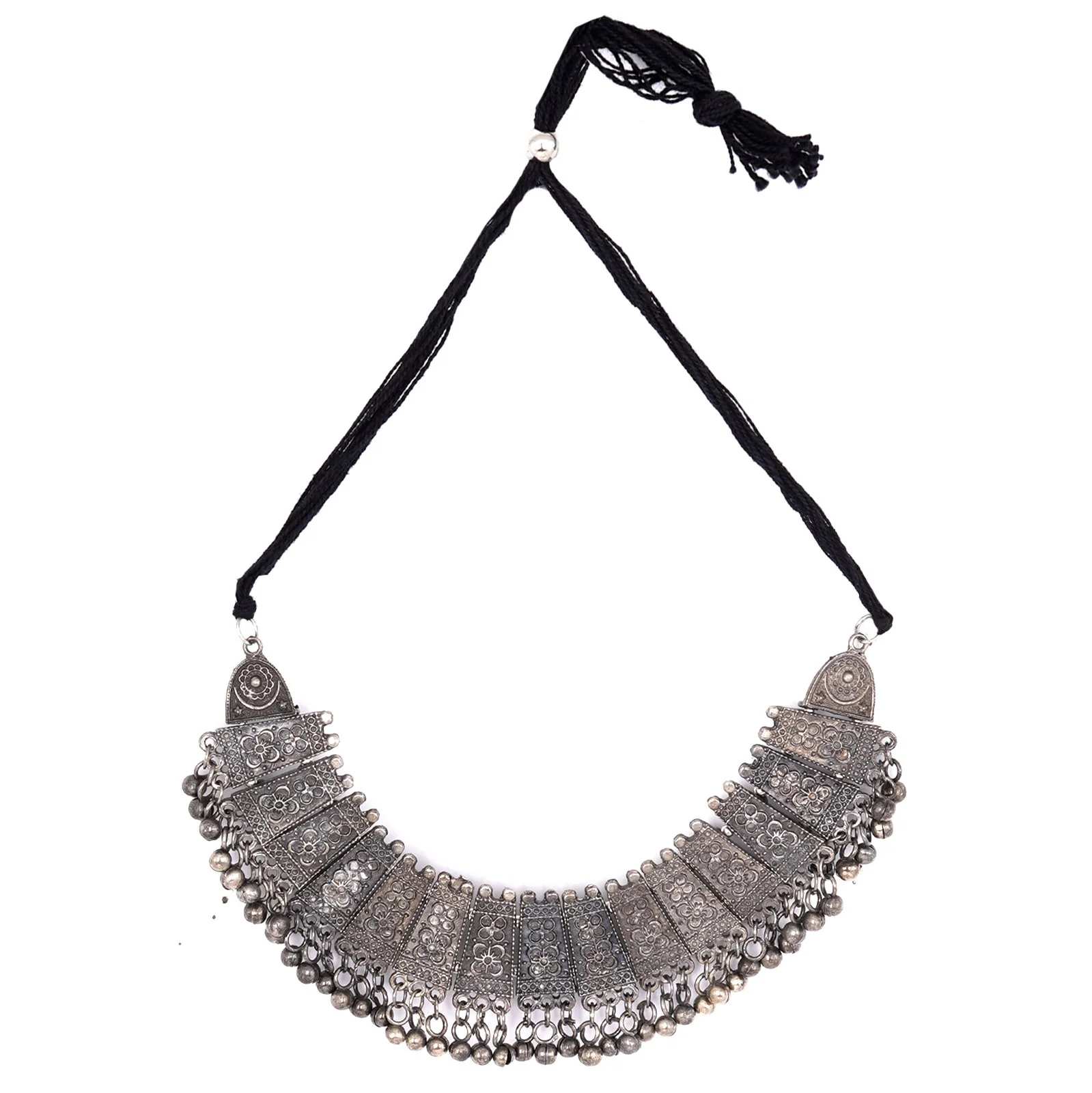 Teejh Mihira Ethnic Silver Oxidised Choker Necklace Set - Image 4