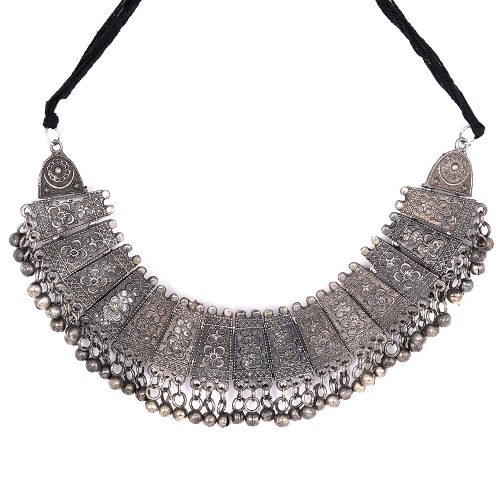 Teejh Mihira Ethnic Silver Oxidised Choker Necklace Set - Image 5
