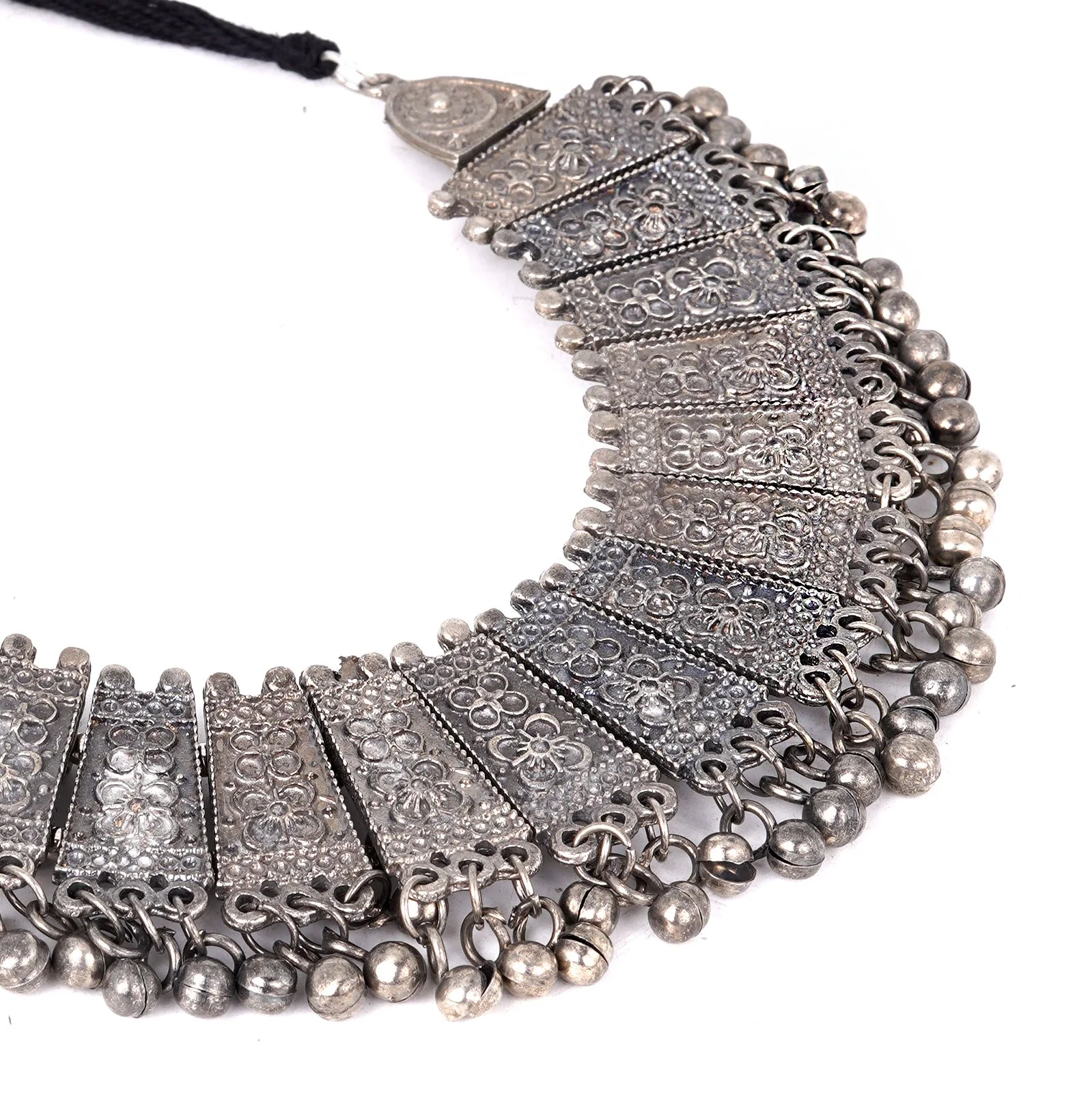Teejh Mihira Ethnic Silver Oxidised Choker Necklace Set - Image 7