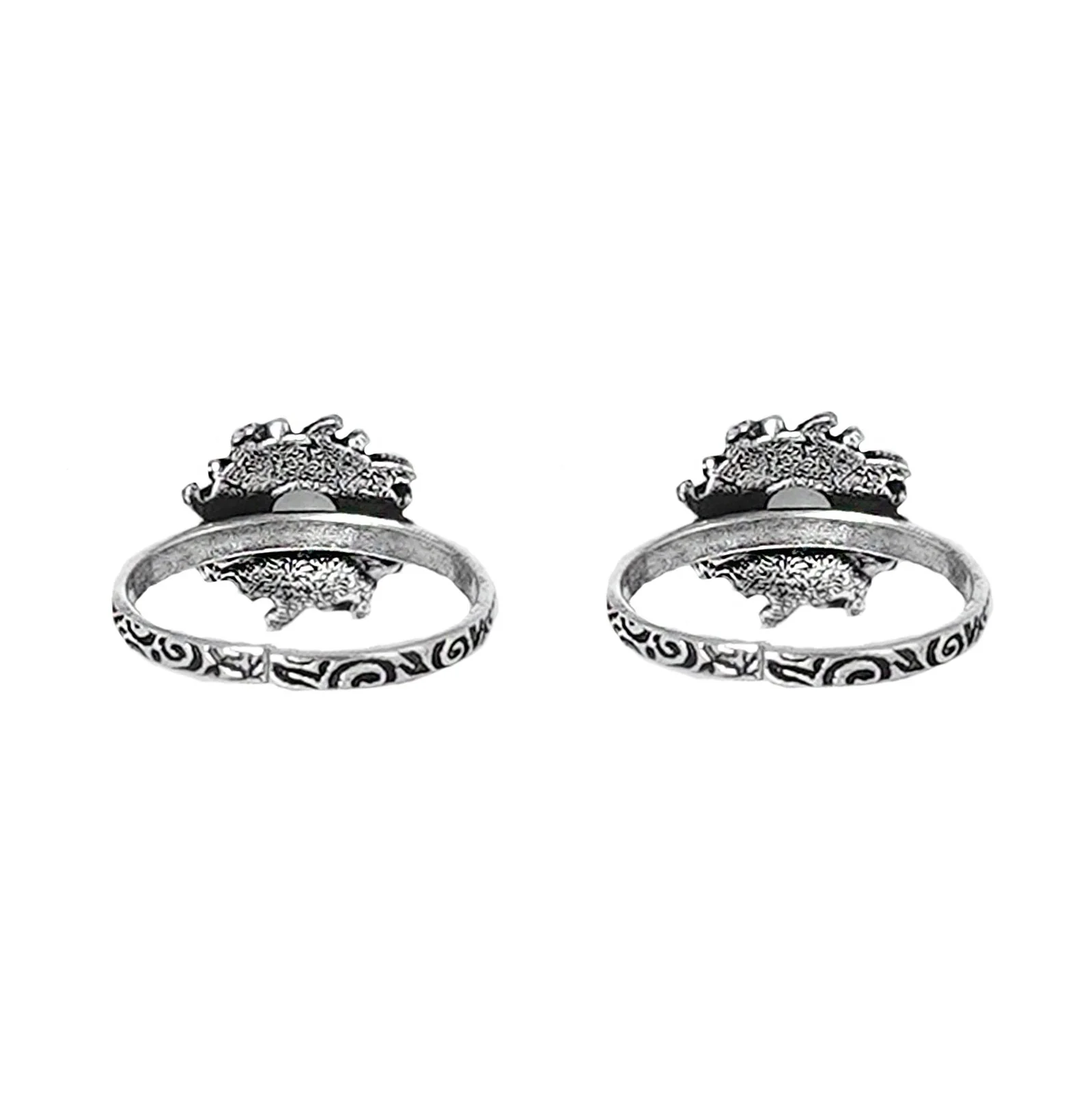 Teejh Miraya Green Stone Silver Oxidised Toe Rings - Image 6
