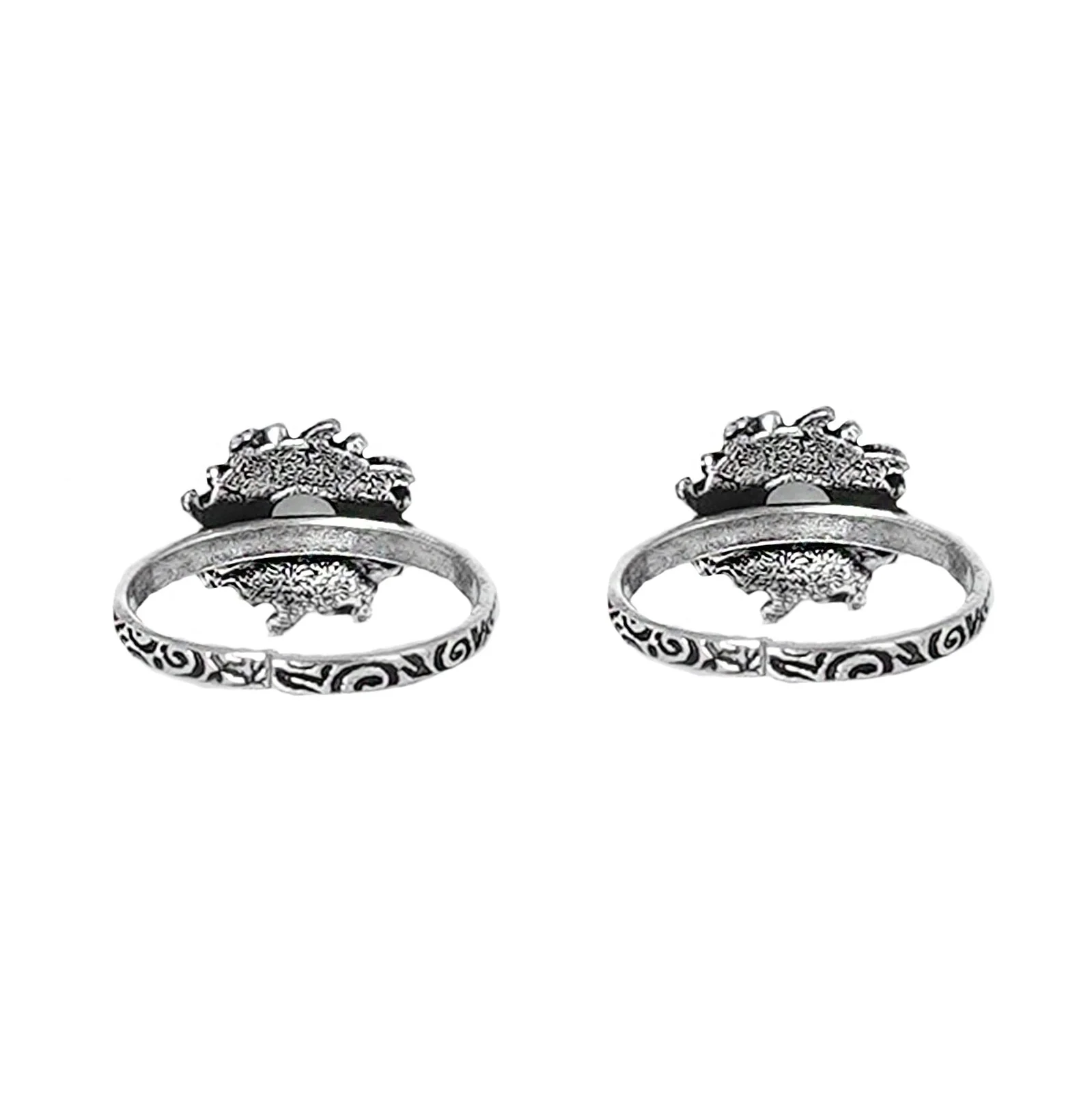 Teejh Miraya Pink  Stone Silver Oxidised Toe Rings - Image 6