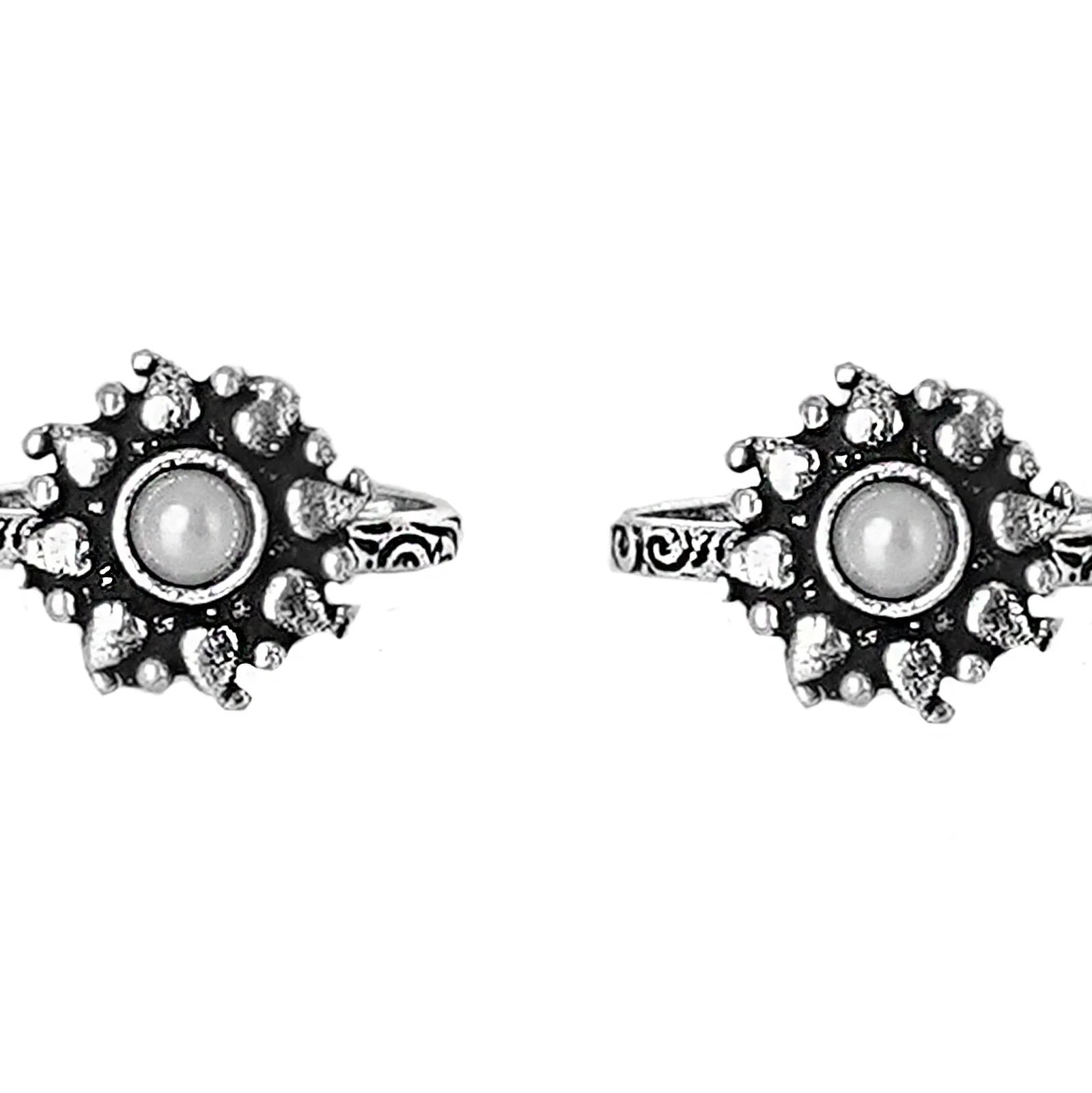 Teejh Miraya White Stone Silver Oxidised Toe Rings - Image 4