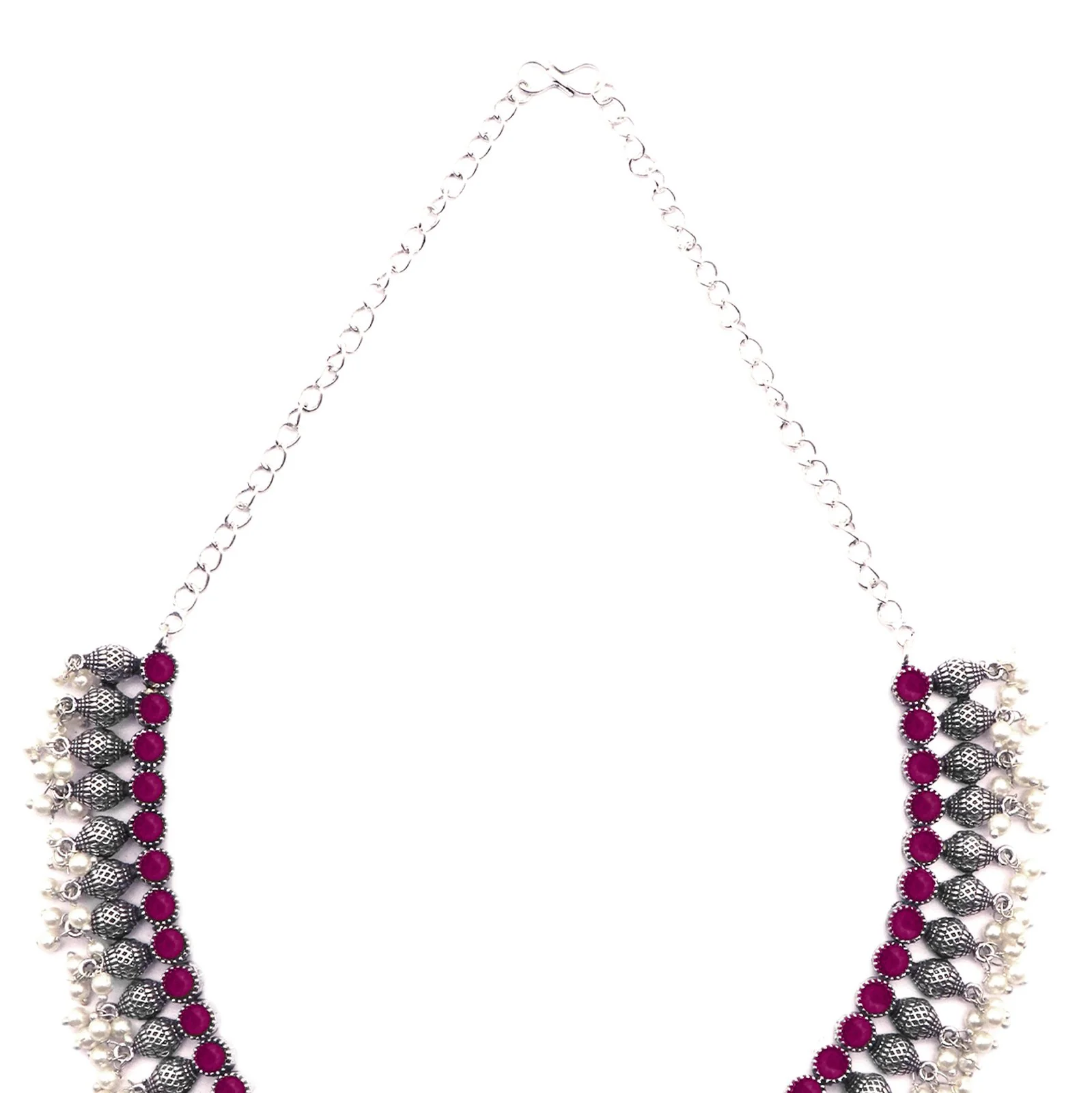 Teejh Mitali Rani Pink Stone Choker Necklace Set - Image 6