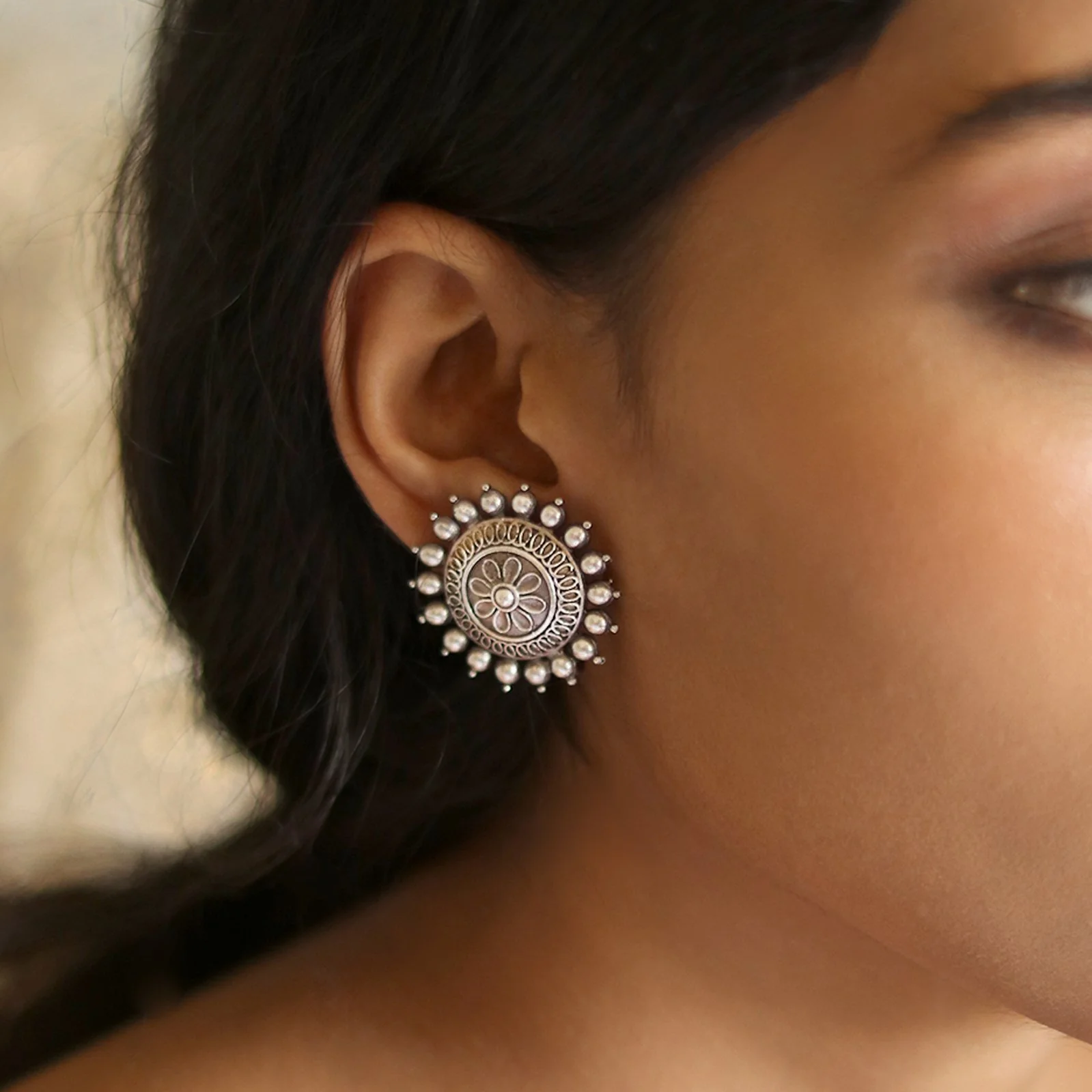 Teejh Monika Silver Oxidised Earrings - Image 2