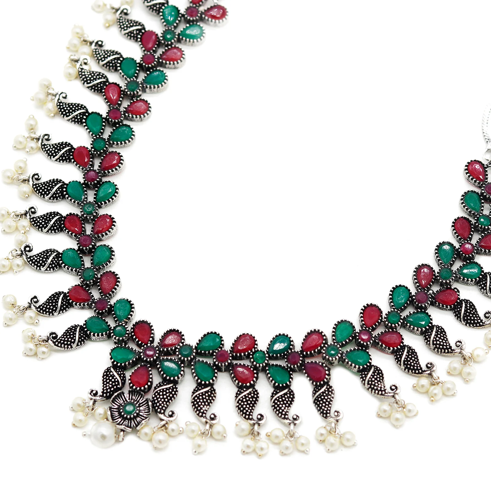 Teejh Mrigna Multicolor Stone Oxidized Silver Jewellery Gift Set - Image 2