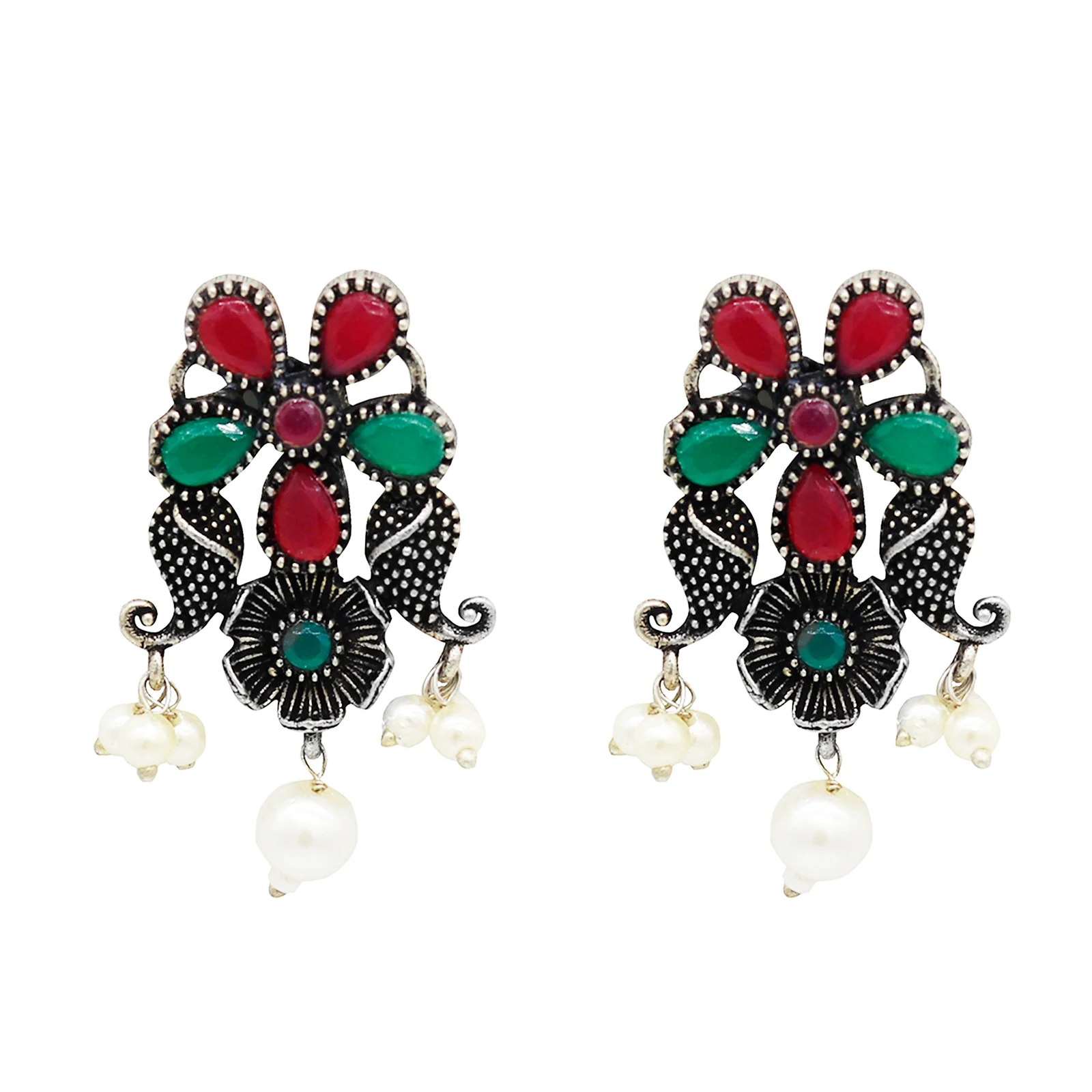 Teejh Mrigna Multicolor Stone Oxidized Silver Jewellery Gift Set - Image 3