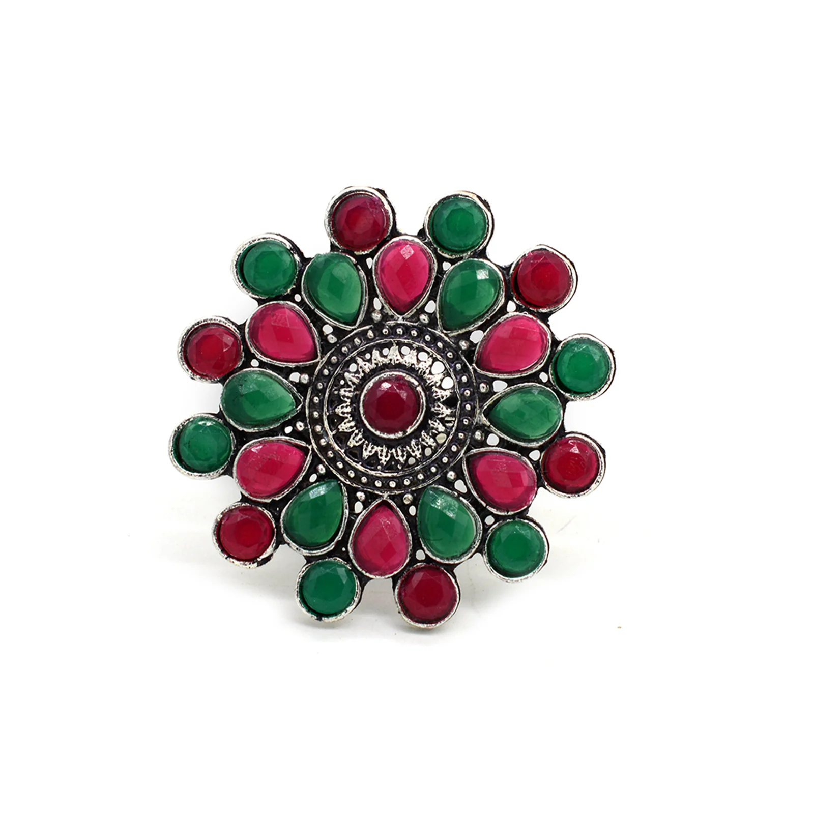 Teejh Mrigna Multicolor Stone Oxidized Silver Jewellery Gift Set - Image 4